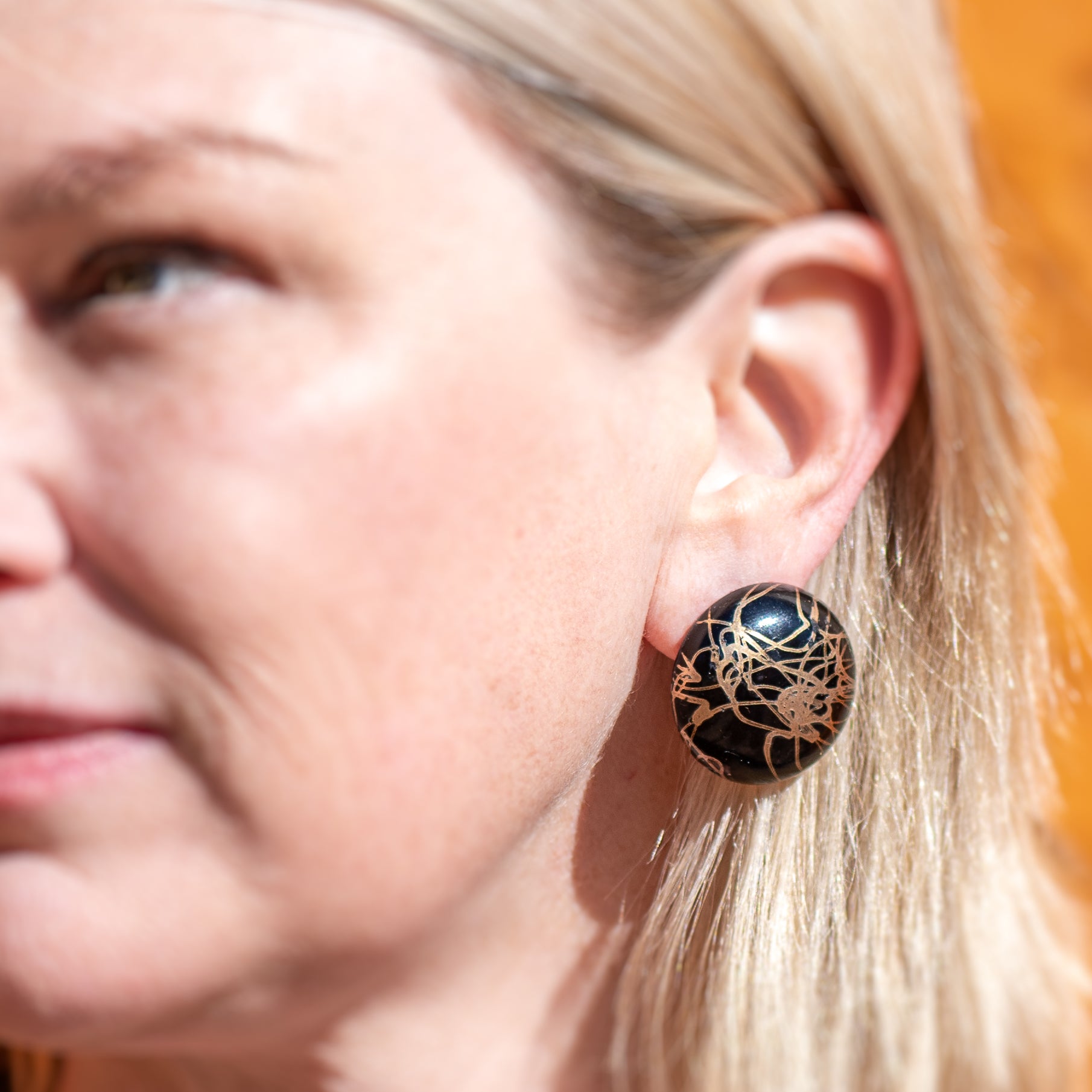 Metallic Splattered Paint Large Retro Button Stud