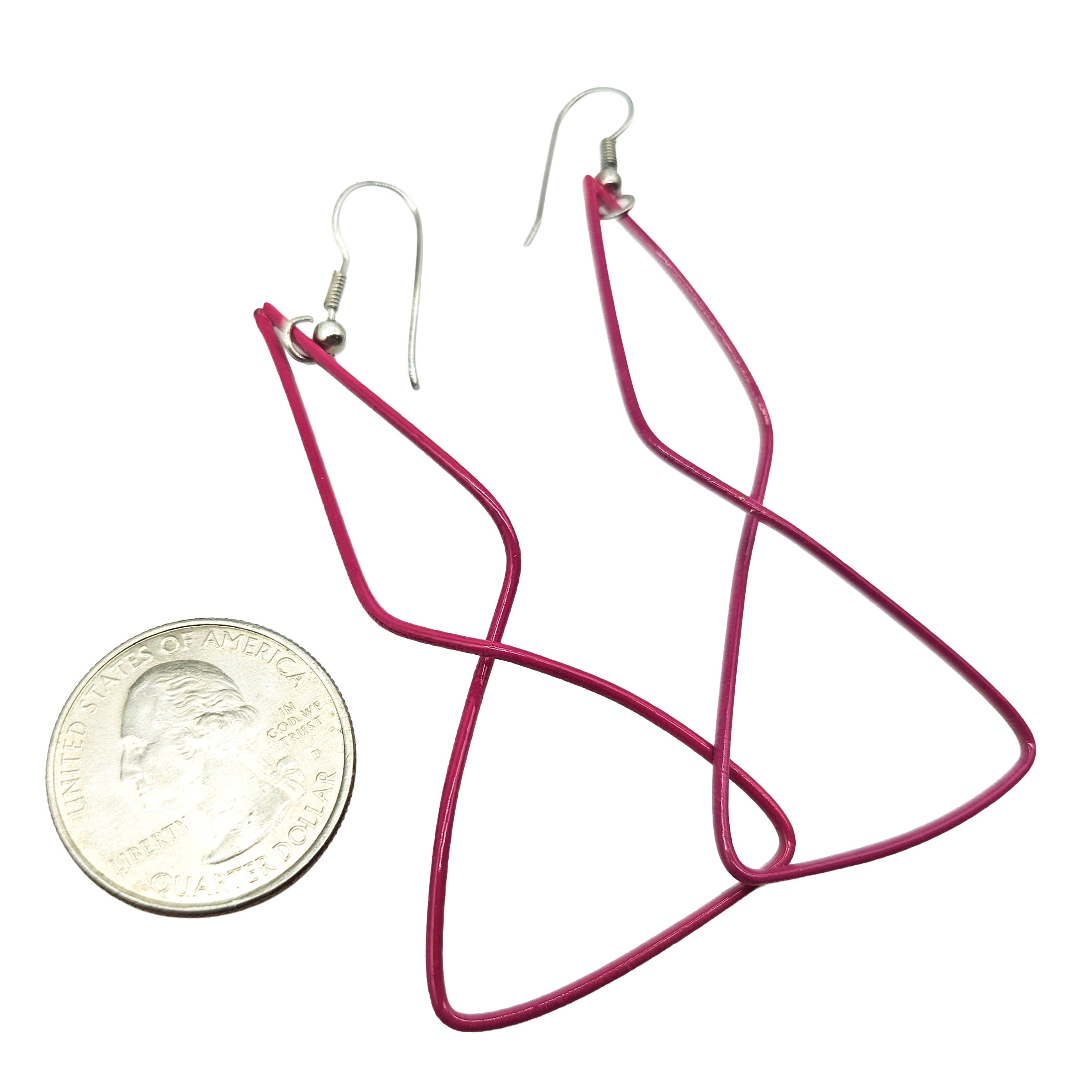 Vintage Archives: Magenta Sculptural Wire Drop Earrings