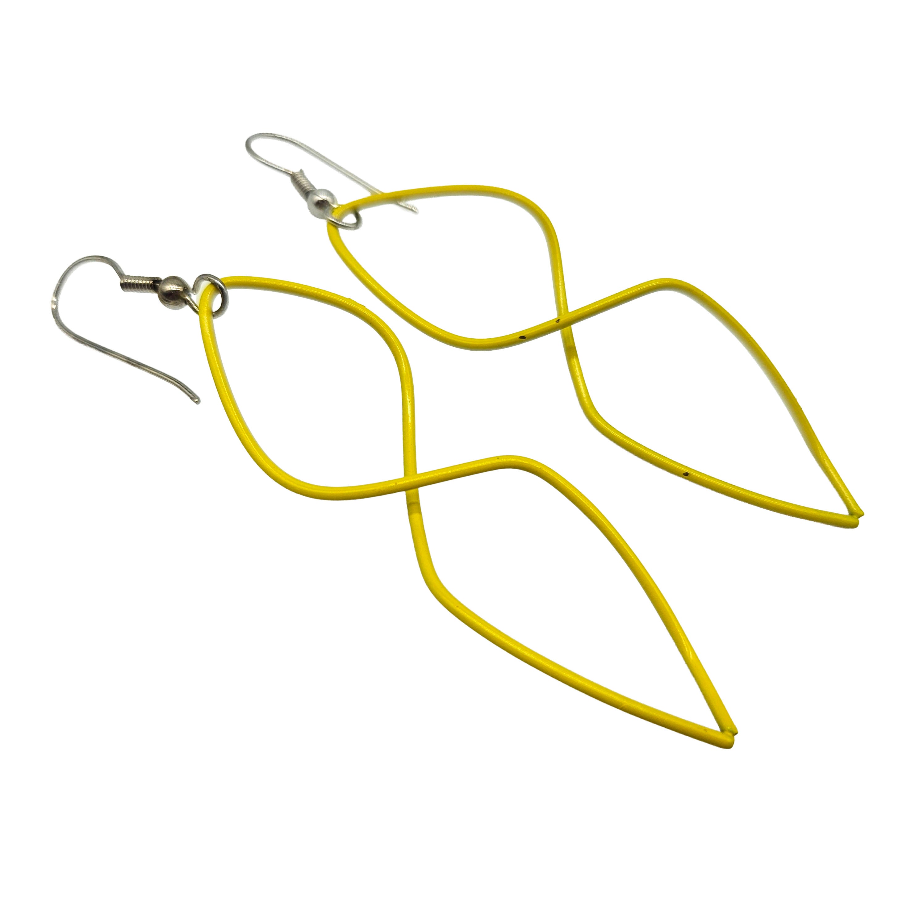 Vintage Archives: Yellow Sculptural Wire Drop Earrings