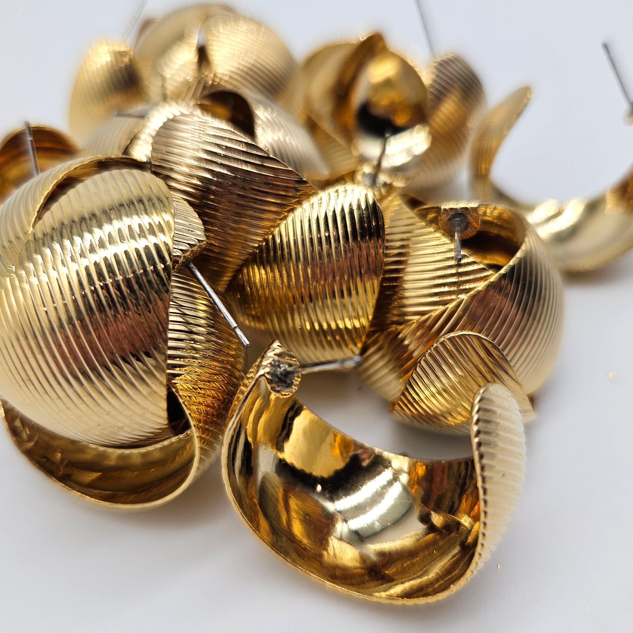 Vintage Archives: Ridged Gold Domed Hoop Earrings