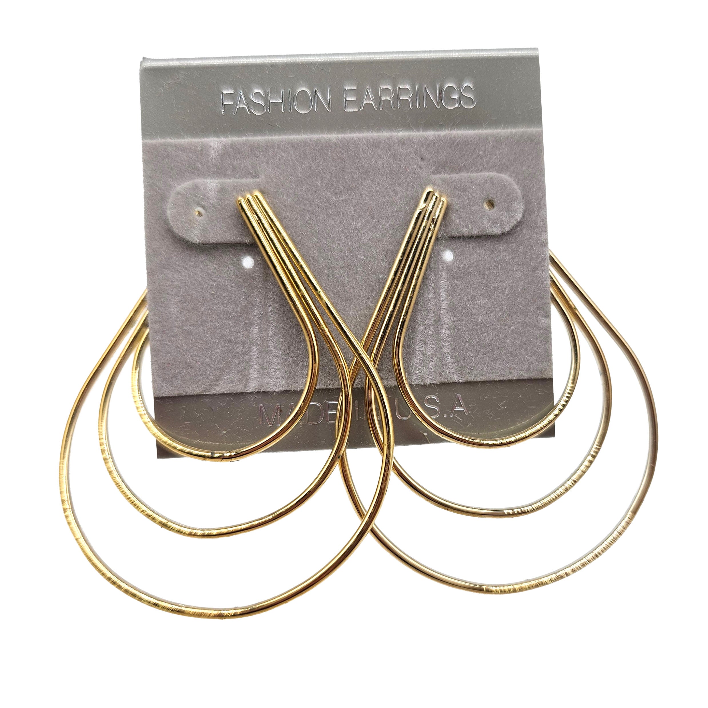 Vintage Archives: Gold Triple Teardrop Hoop Earrings