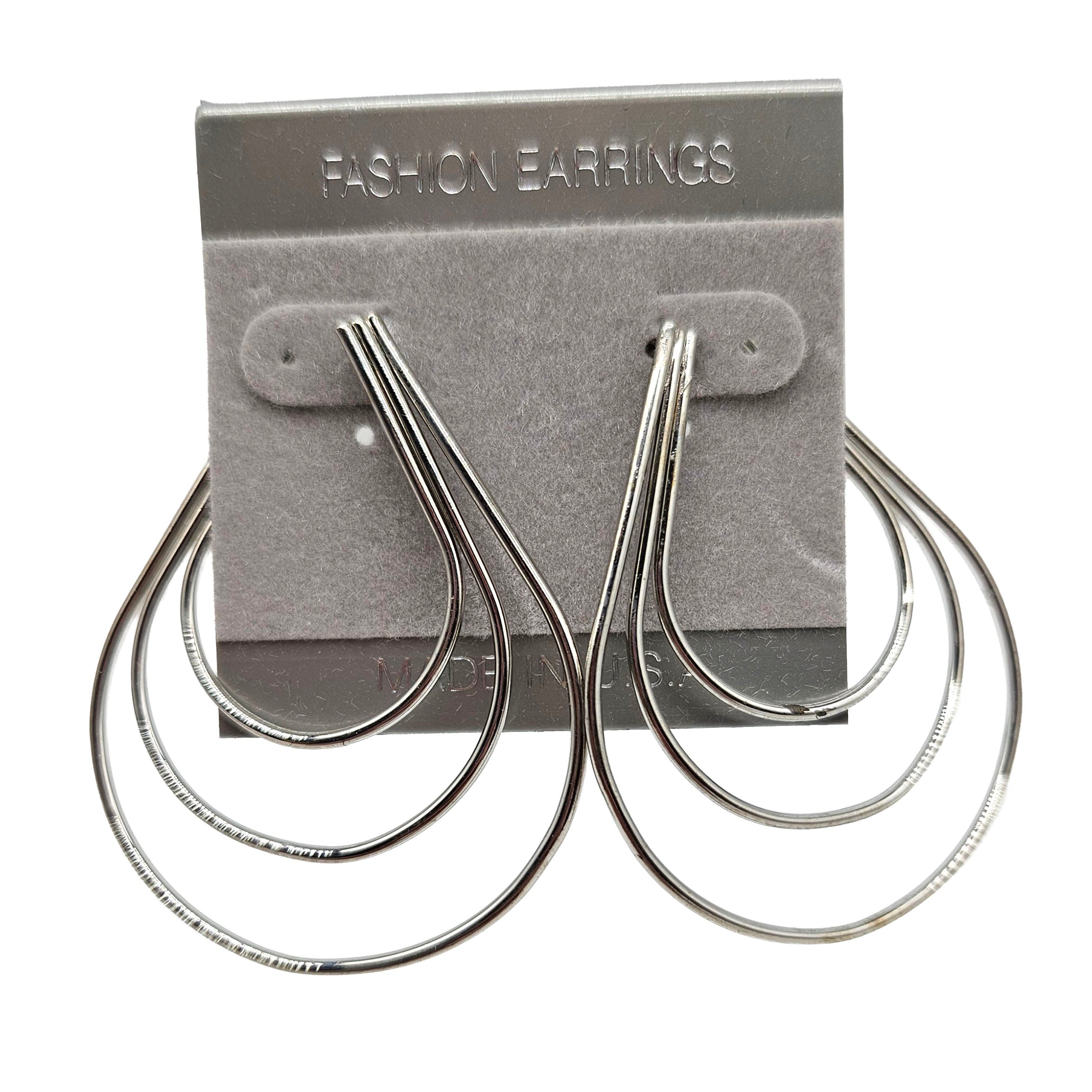 Vintage Archives: Silver Triple Teardrop Hoop Earrings