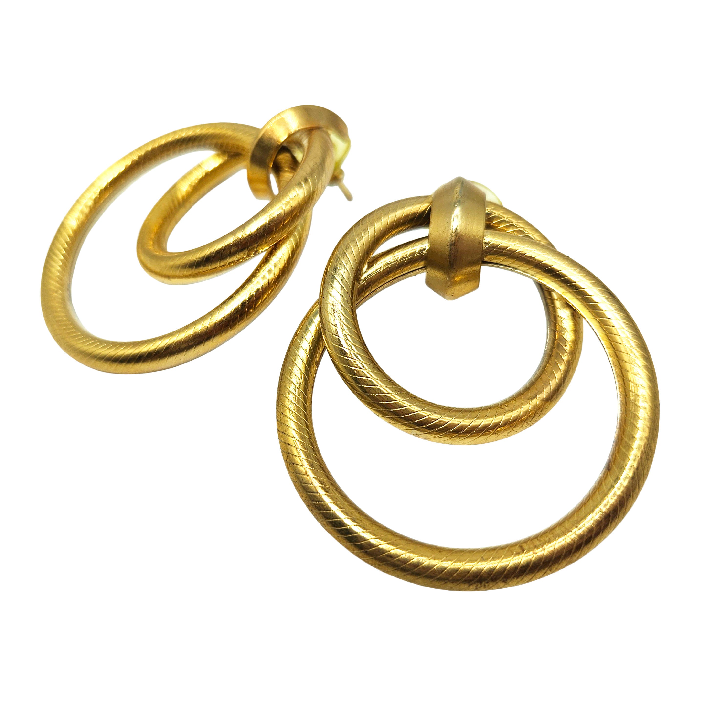 Vintage Archives: Double Orbit Gold Earrings