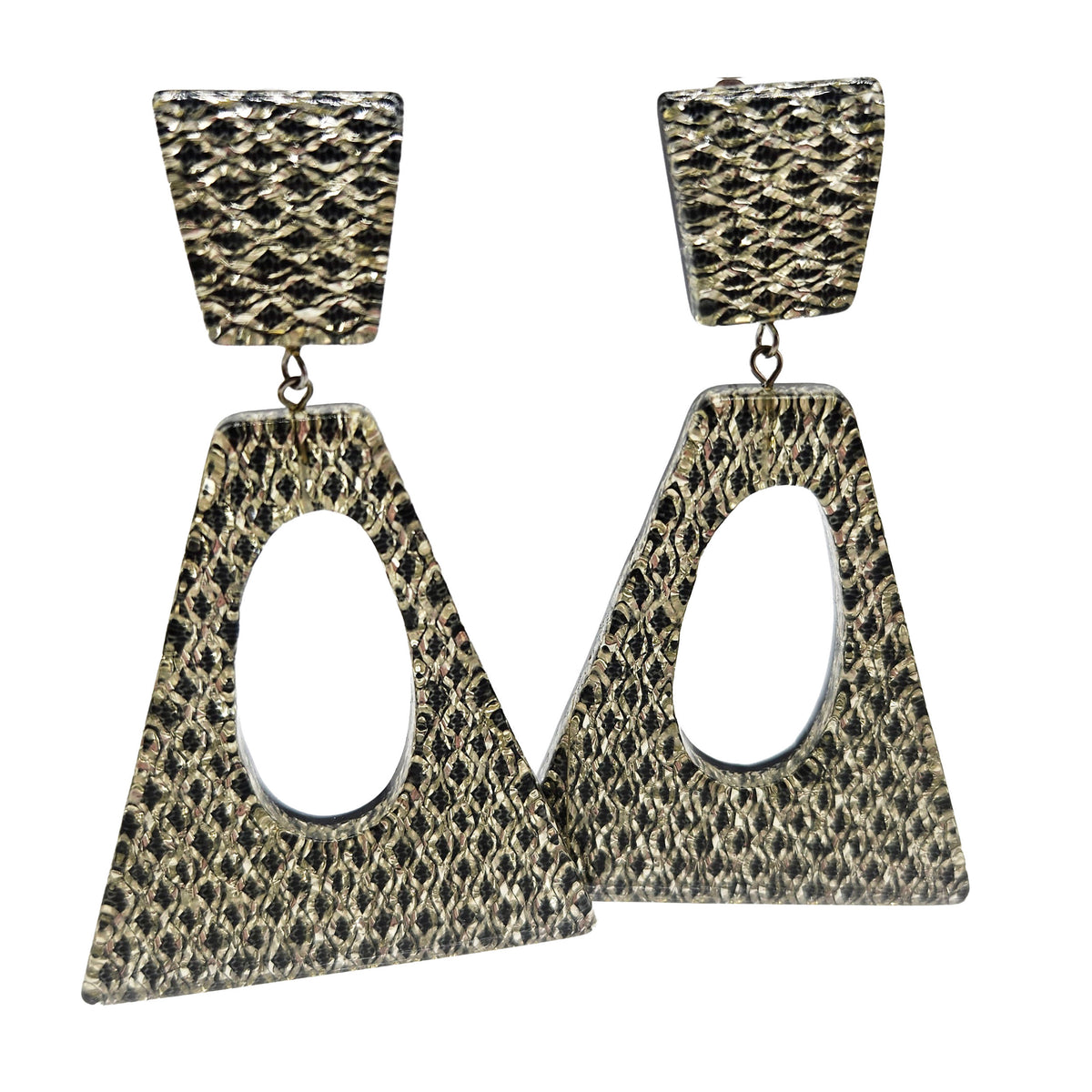 Vintage Archives: Metallic Weave Statement Clip On Earrings