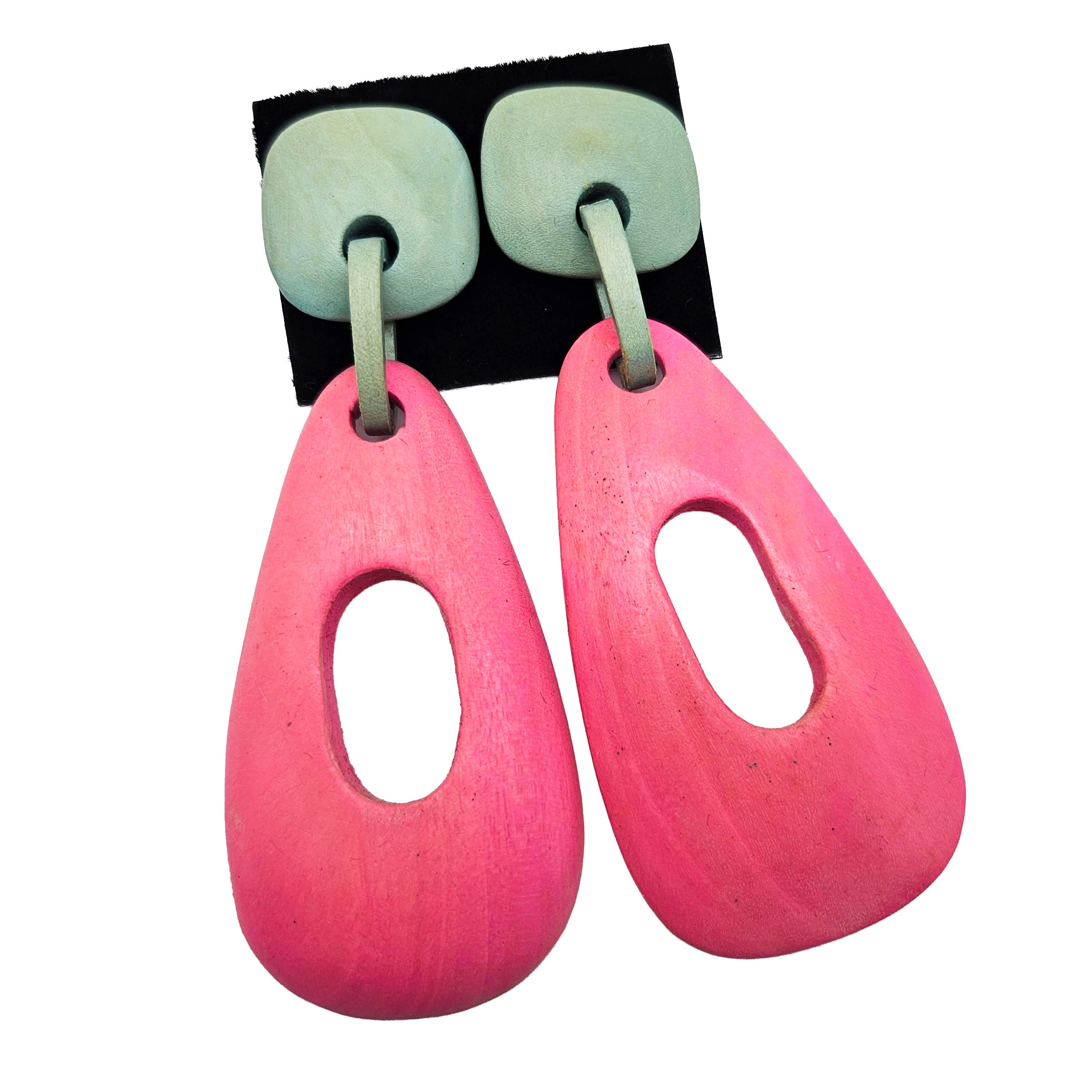 Vintage Archives: Pink & Sage Sculptural Drop Earrings