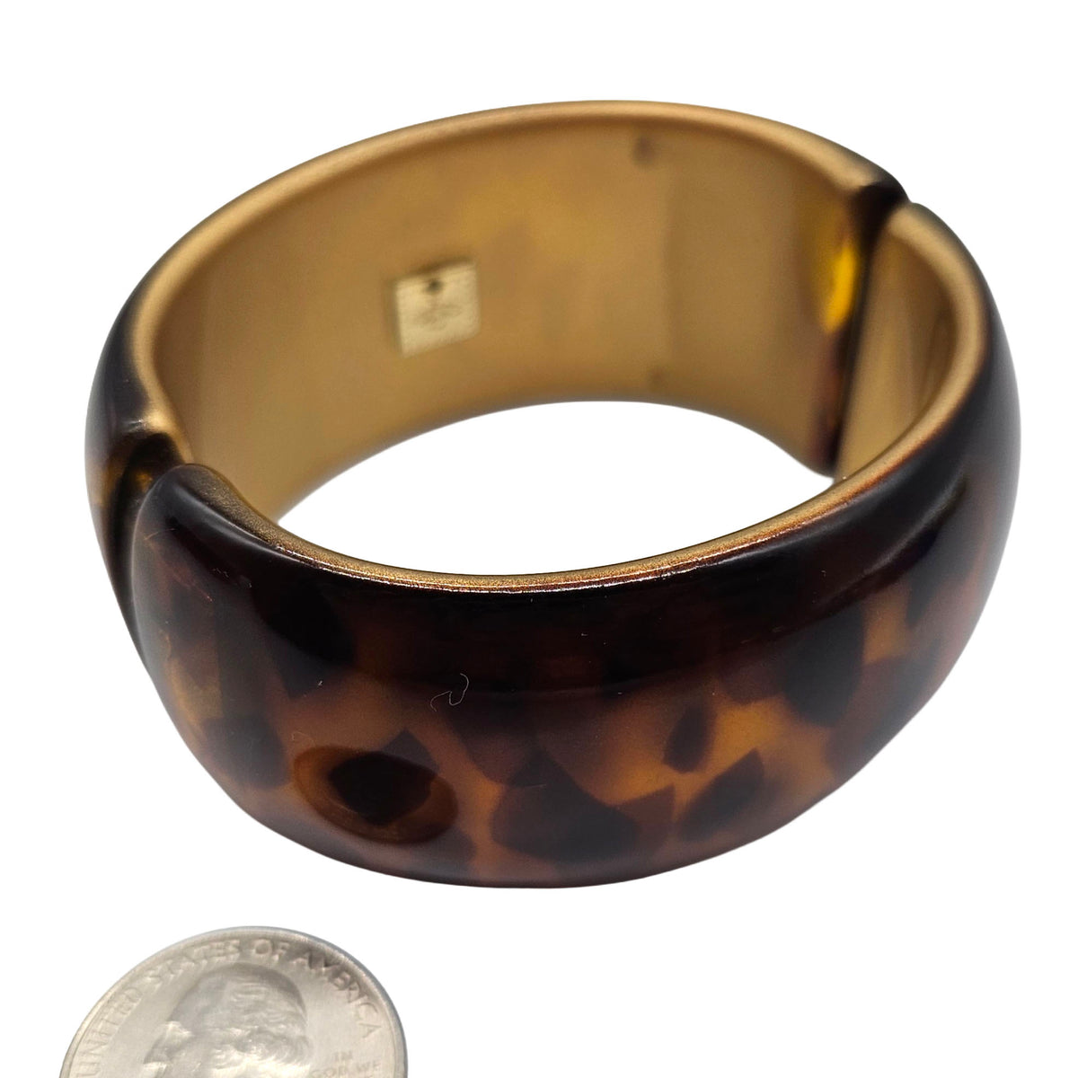 Tortoise Spotted with Gold Lining – Vintage Lucite Clamper Bracelet