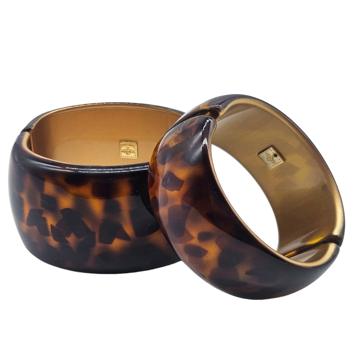 Tortoise Spotted with Gold Lining – Vintage Lucite Clamper Bracelet