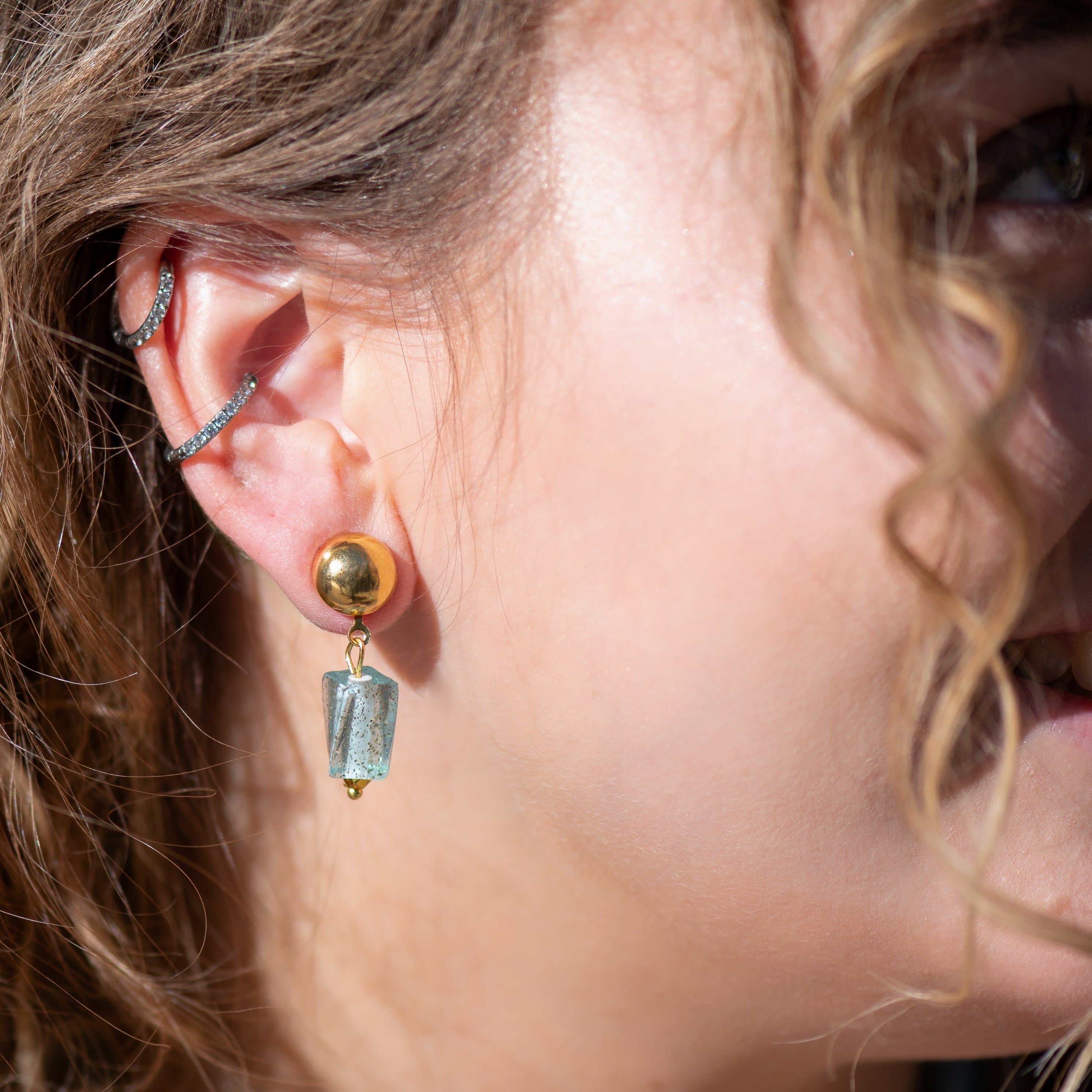 Twisted Glitter Cube Earrings