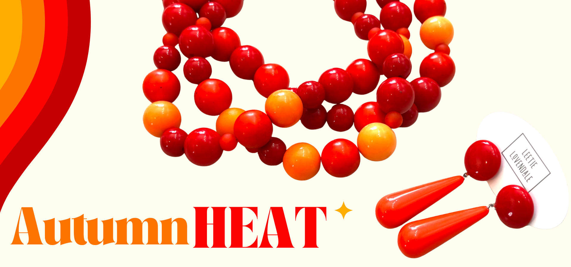 red and orange jewelry with caption autumn heat