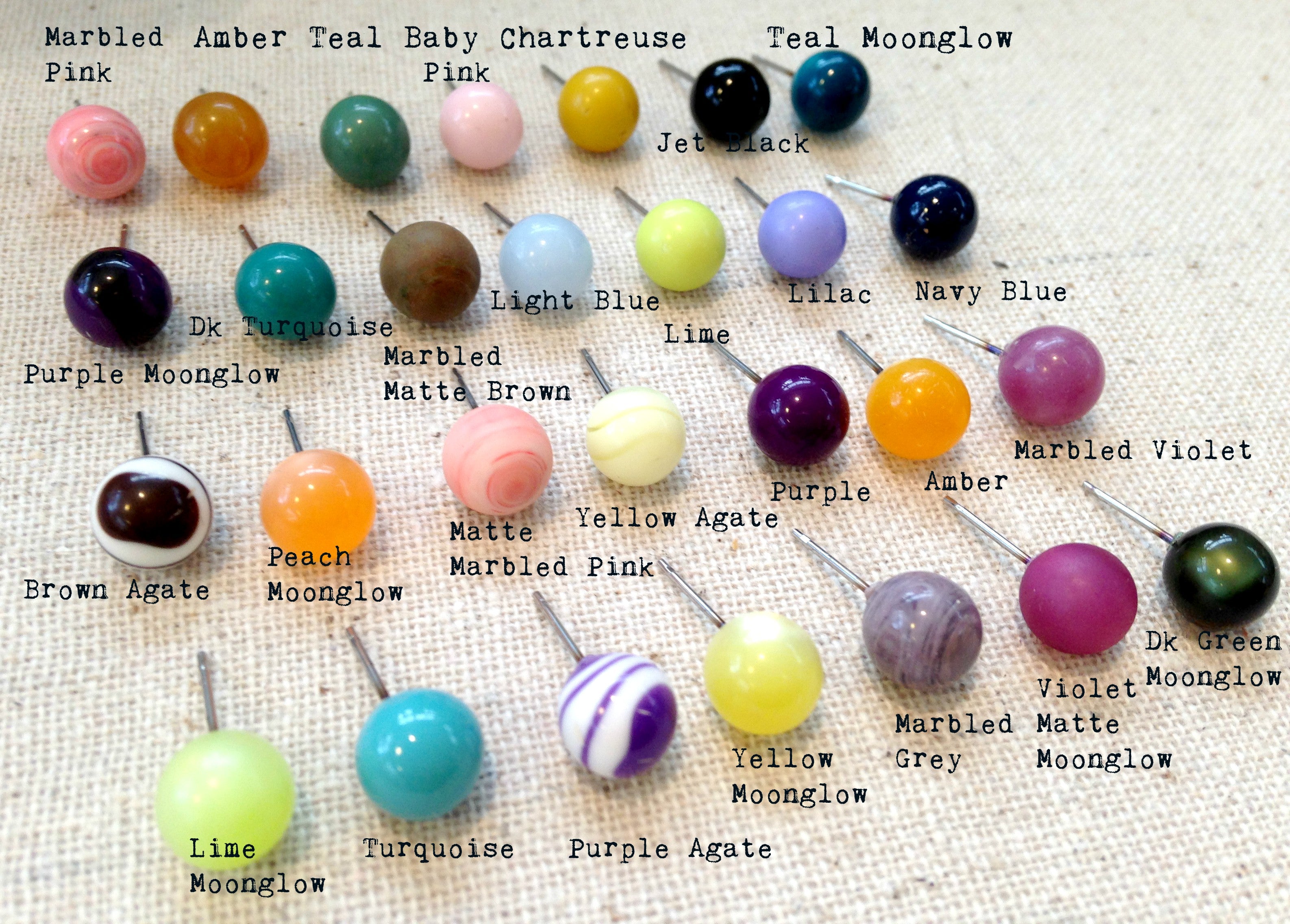 Ball Stud Earrings - 8mm Vintage Lucite Post Earrings - 200 pair