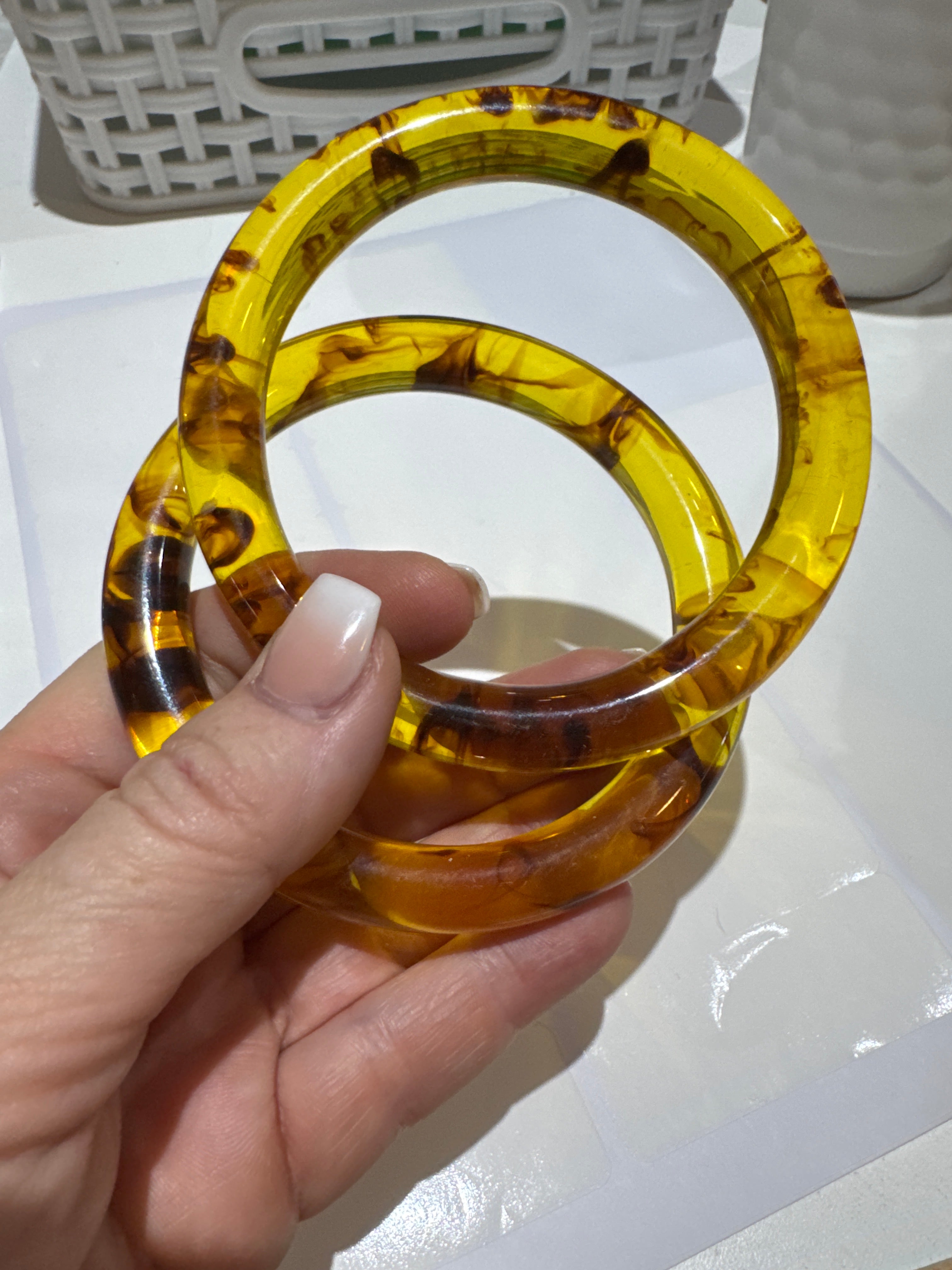 Confetti Swirl Resin Bangle Bracelet
