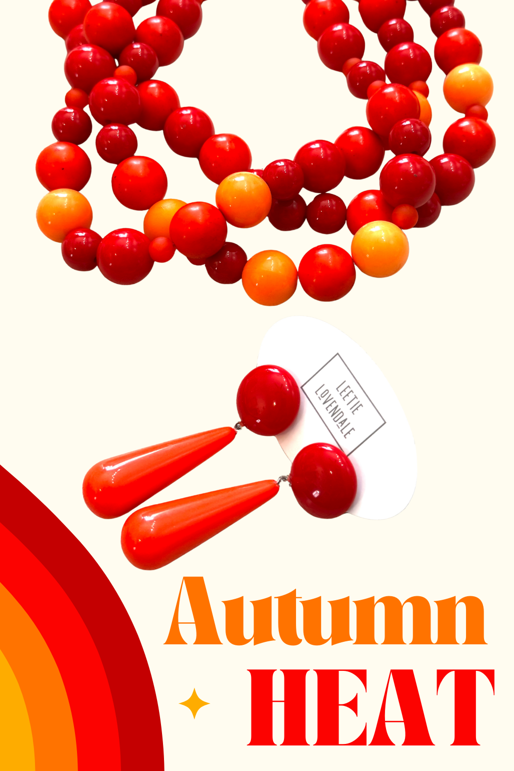 red and orange jewelry with caption autumn heat