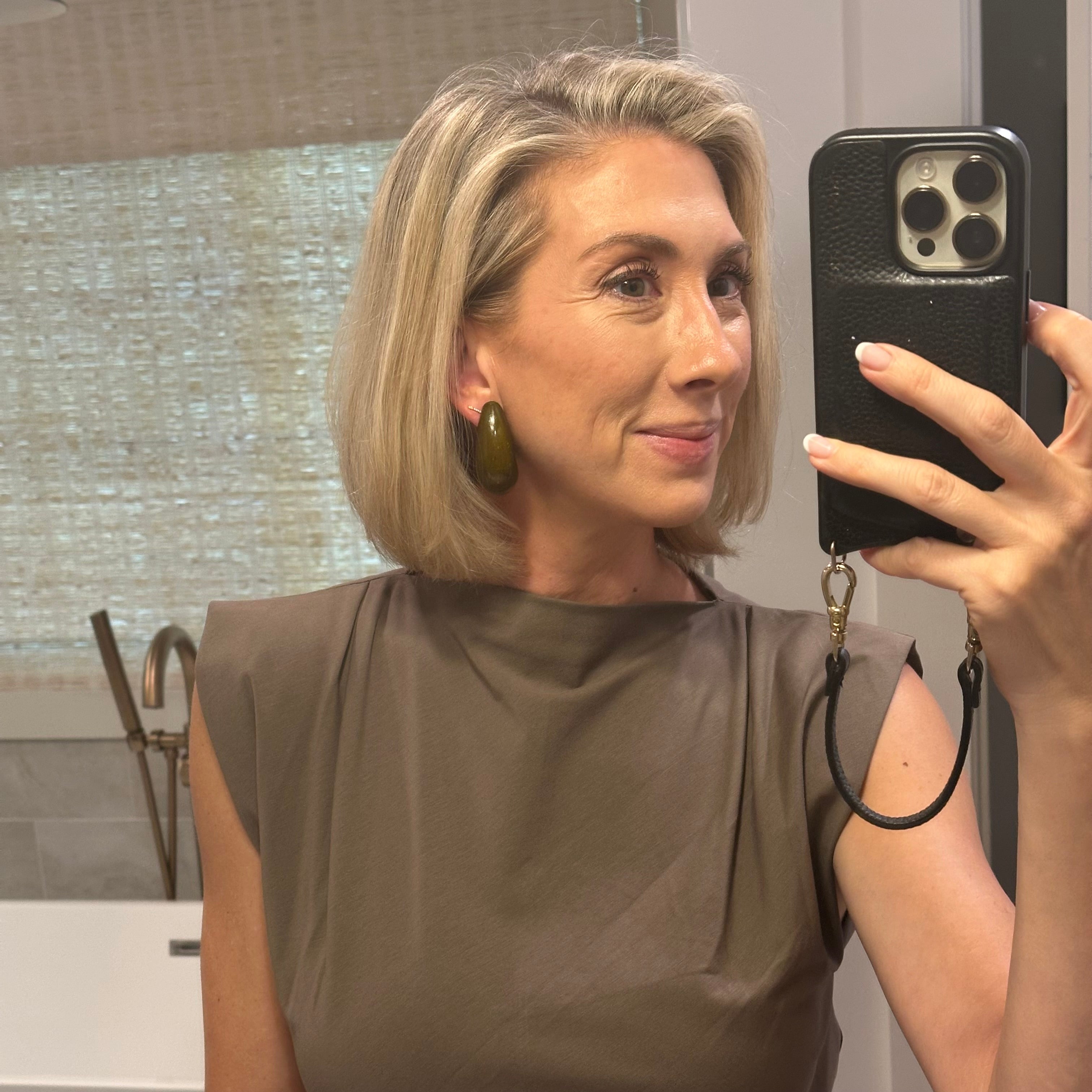 Chunky Deep Jade Speckled Hoop Stud Earrings