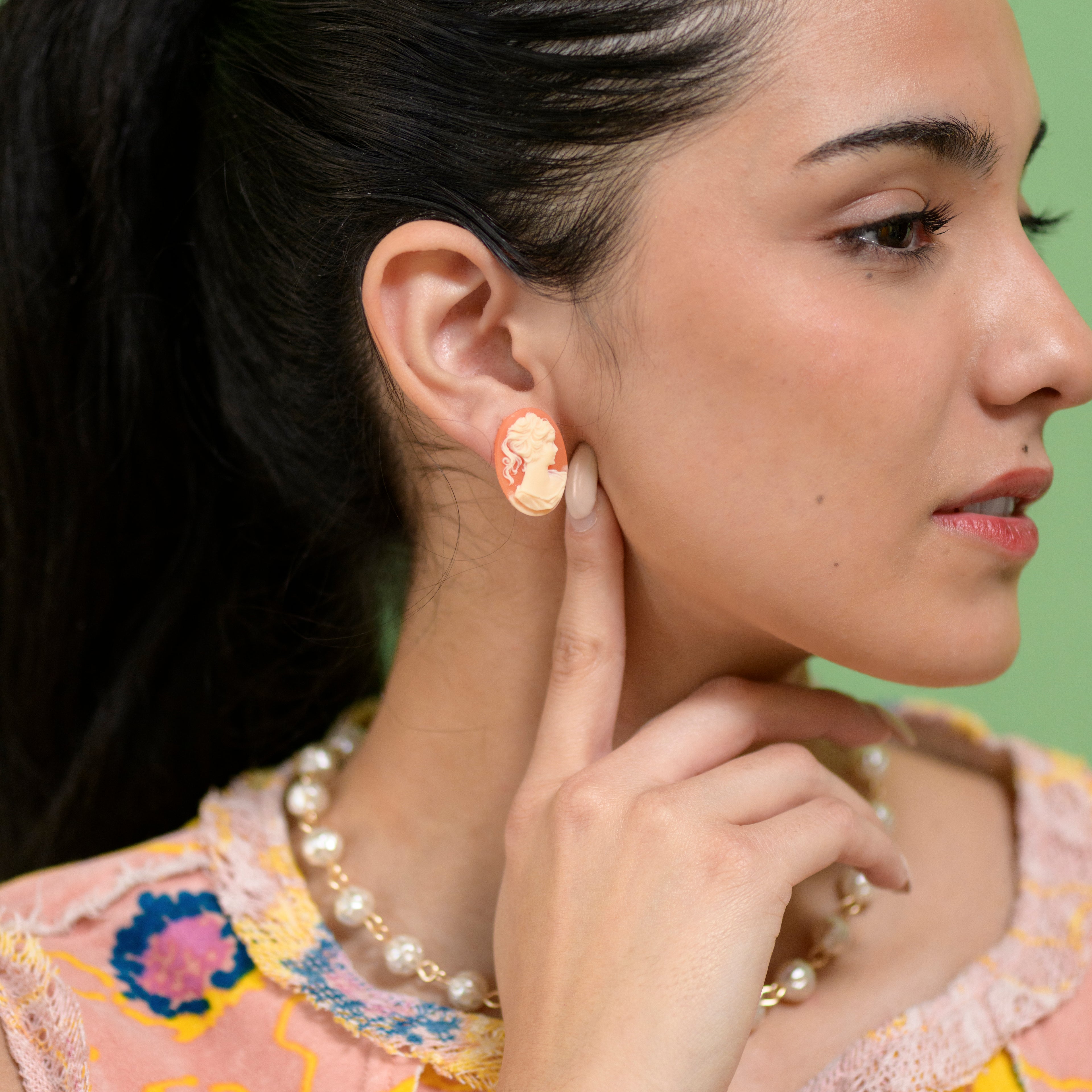 Cameo Noir Stud Earrings