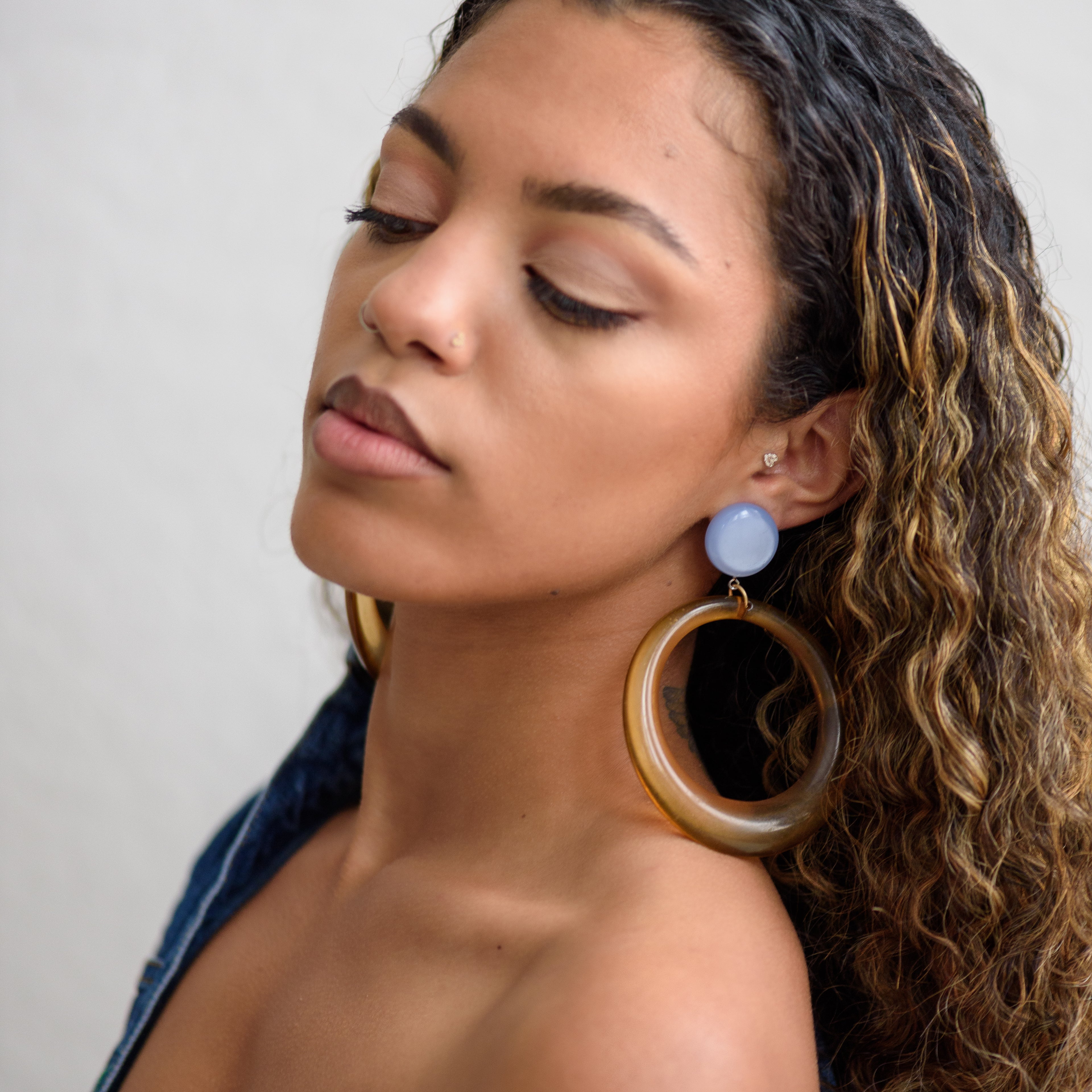 Periwinkle & Tangerine Moonglow Iris Earrings