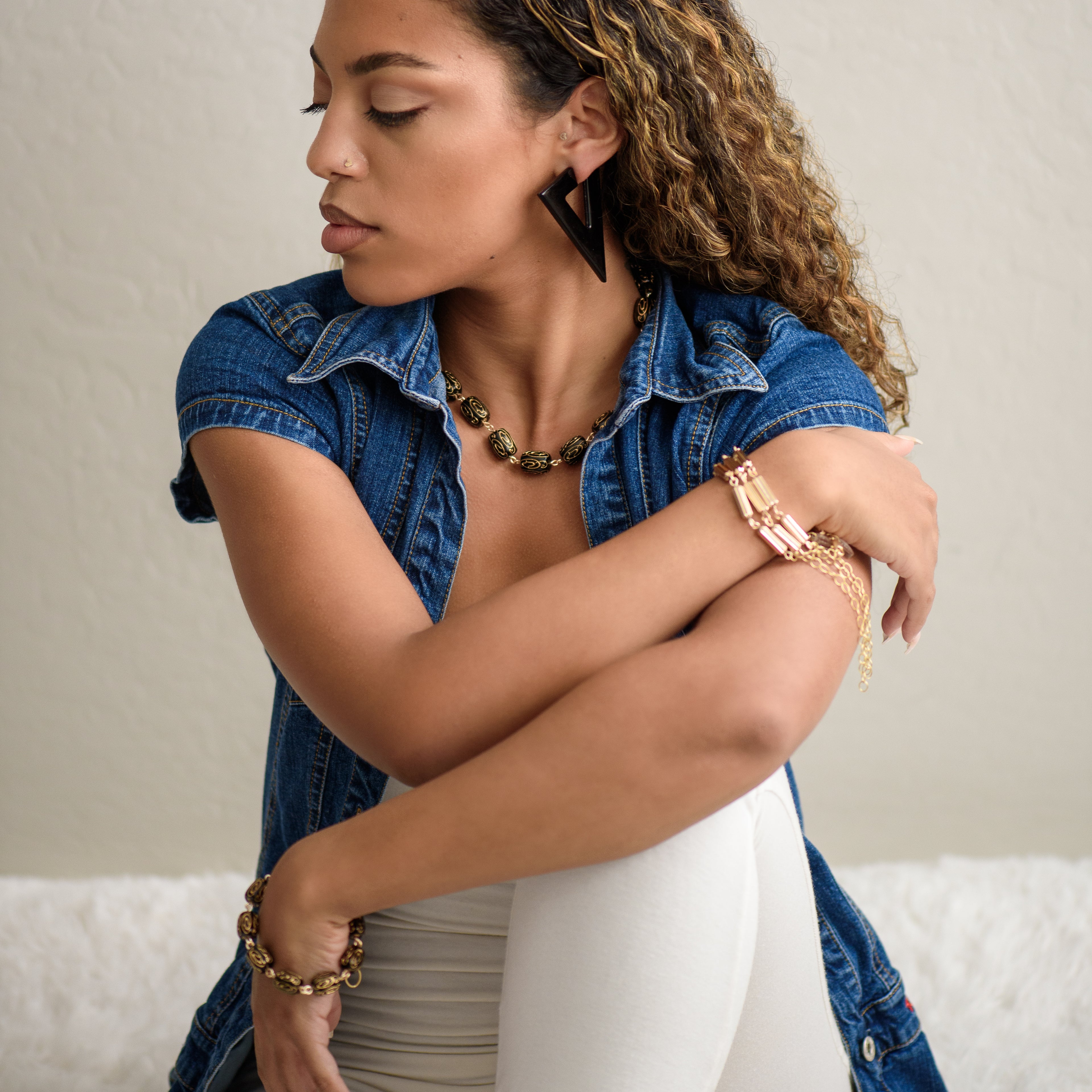 Black Bold Triangle Hoop Earrings
