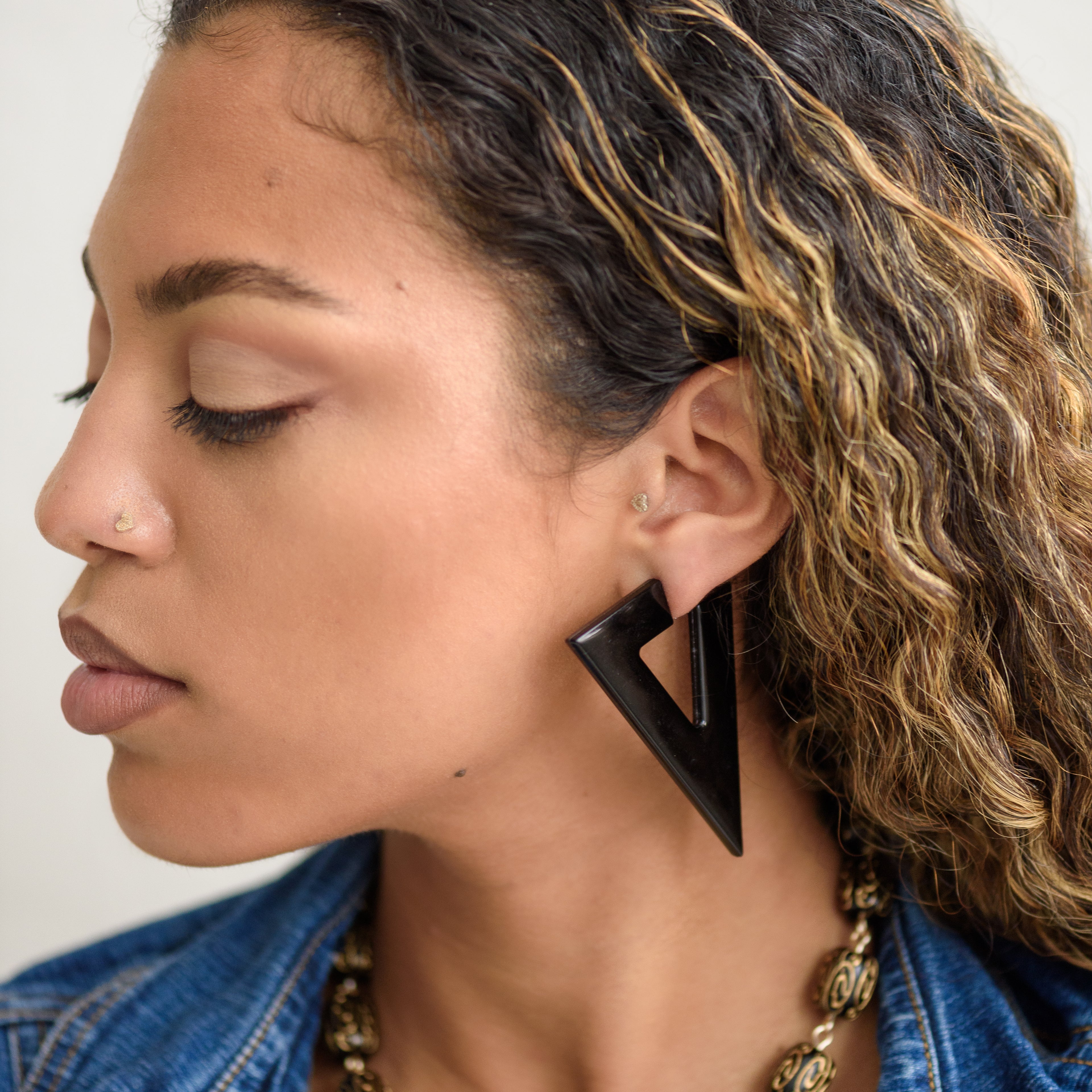 Black Bold Triangle Hoop Earrings