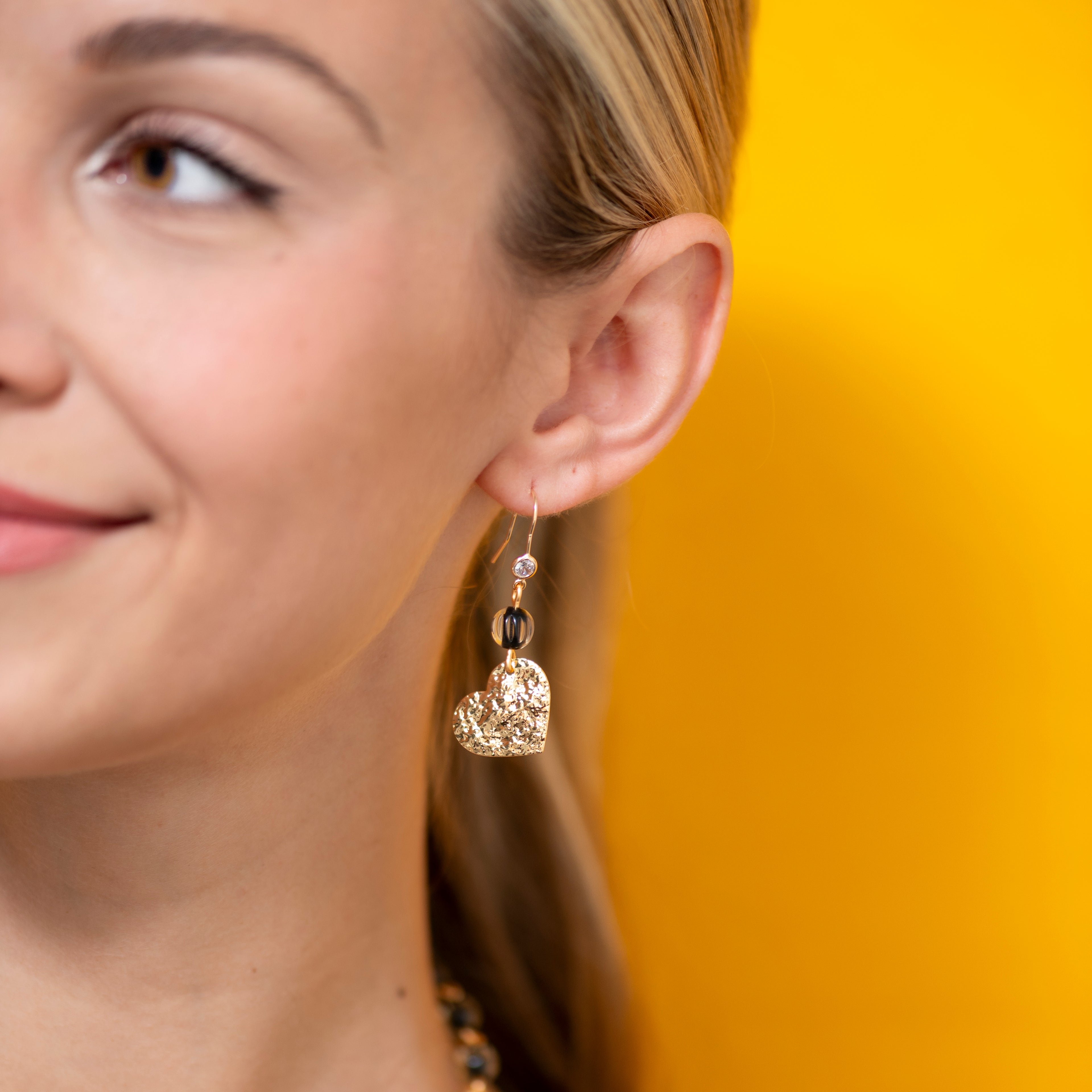 Midnight Gilded Hearts Earrings