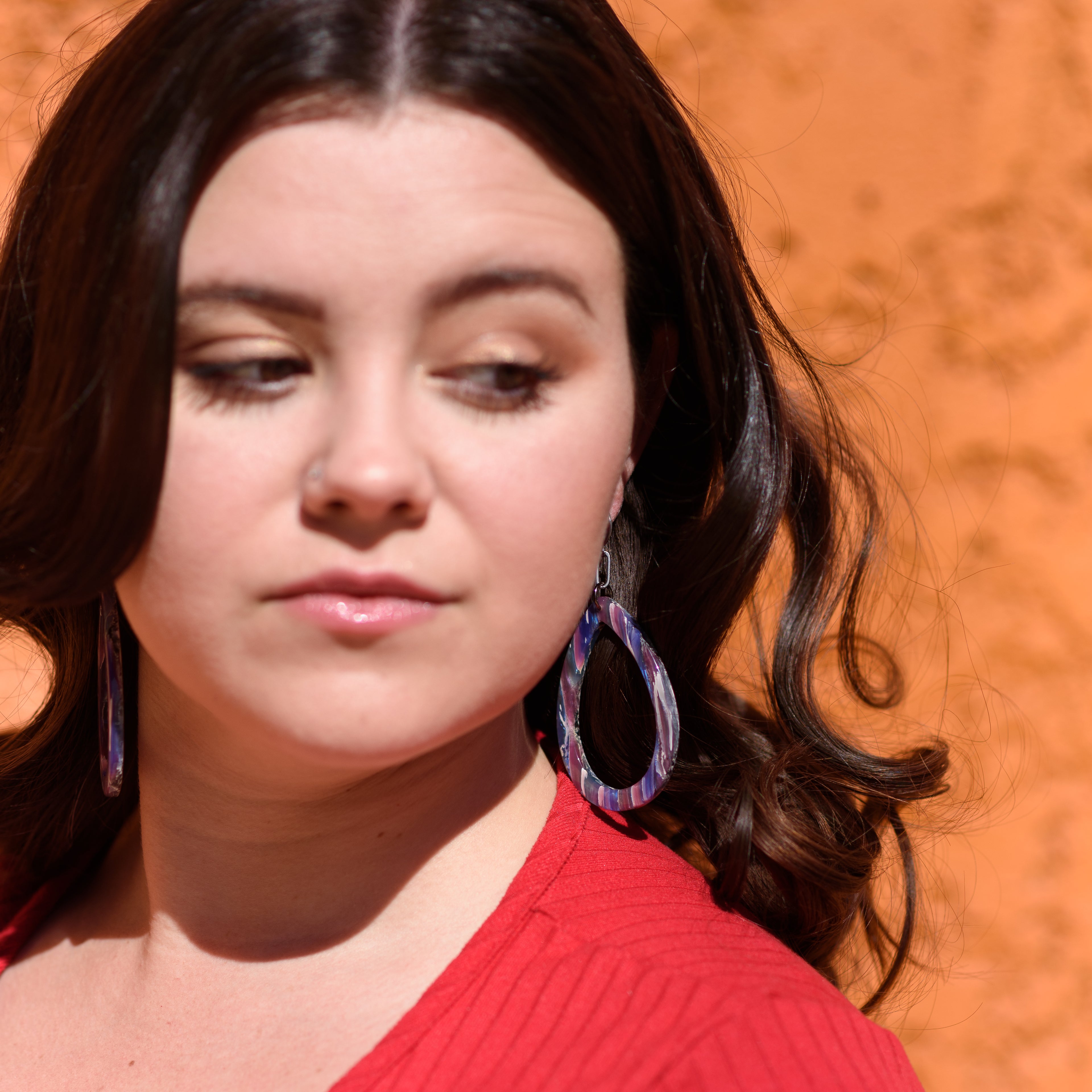 Grey Aurora Borealis Muted Teardrop Drop Earrings