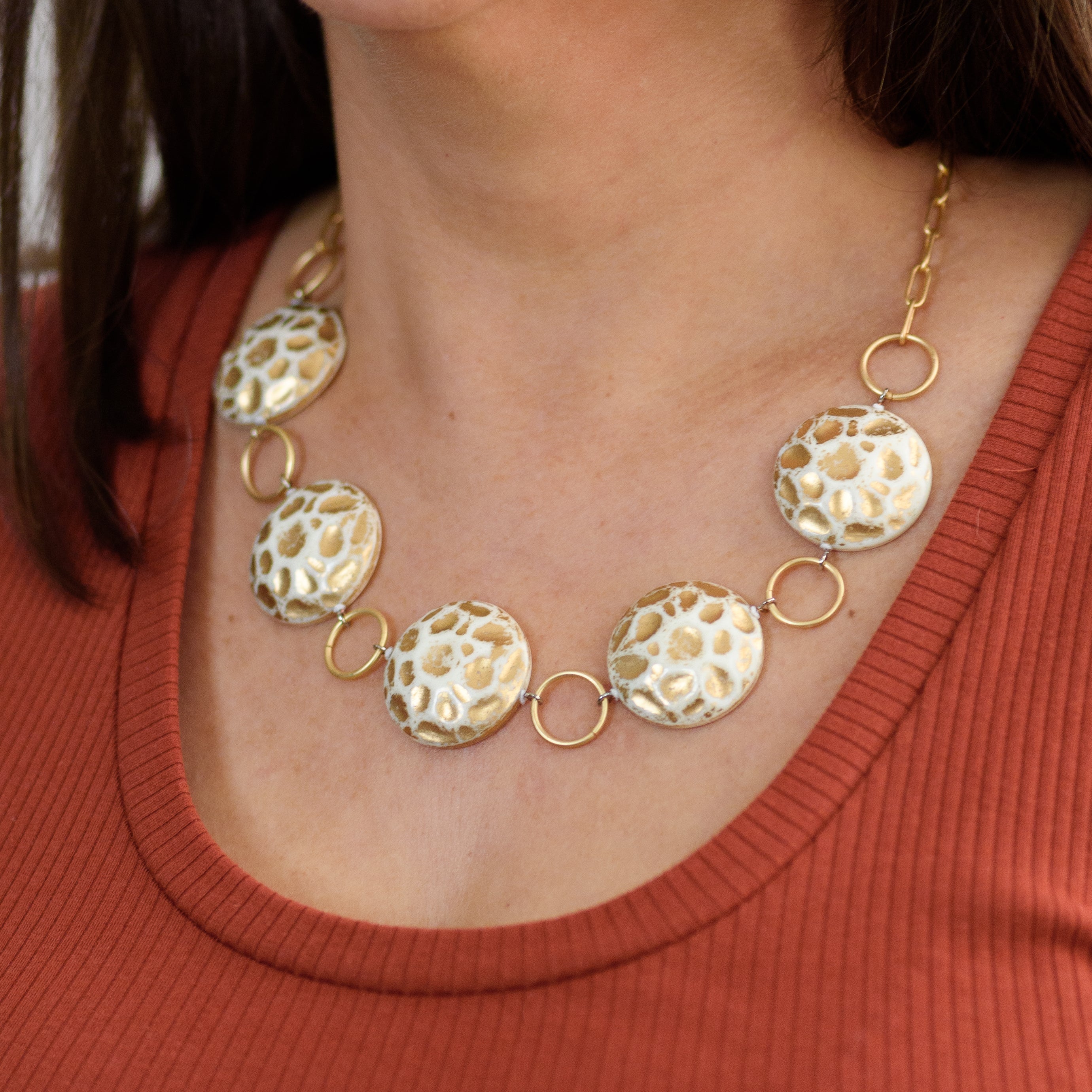 Gold Moon Rock Stations Necklace