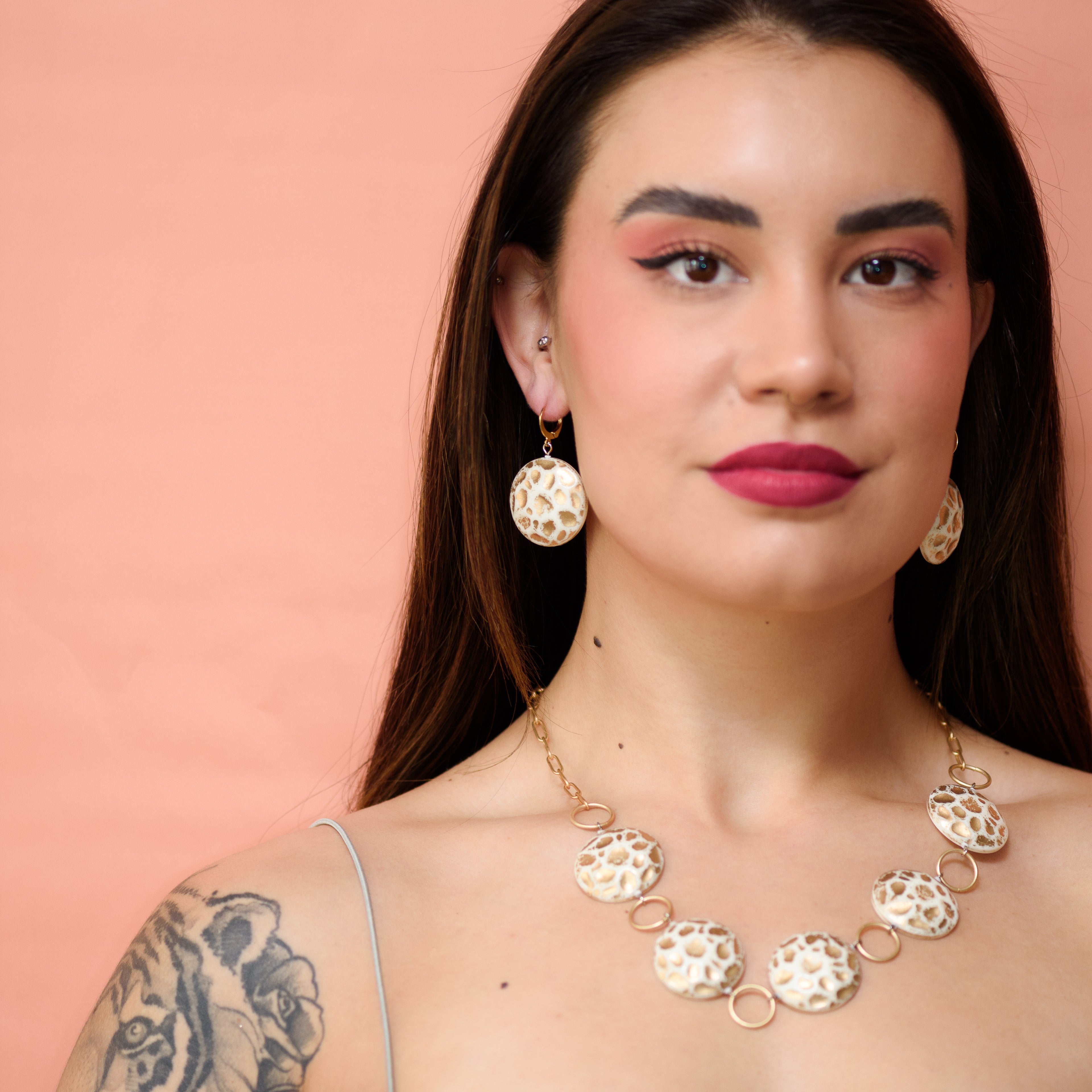 Gold Moon Rock Stations Necklace