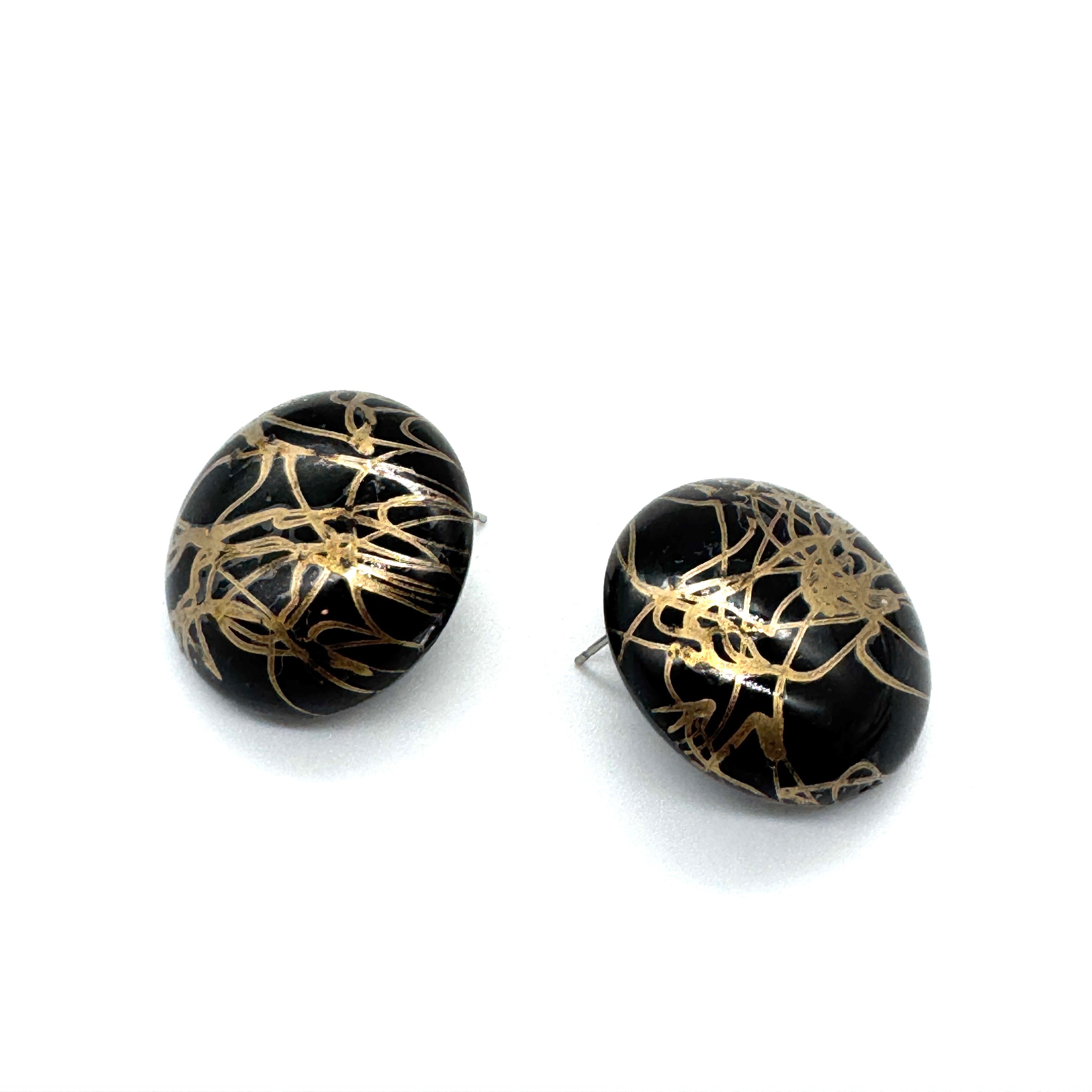 Metallic Splattered Paint Large Retro Button Stud