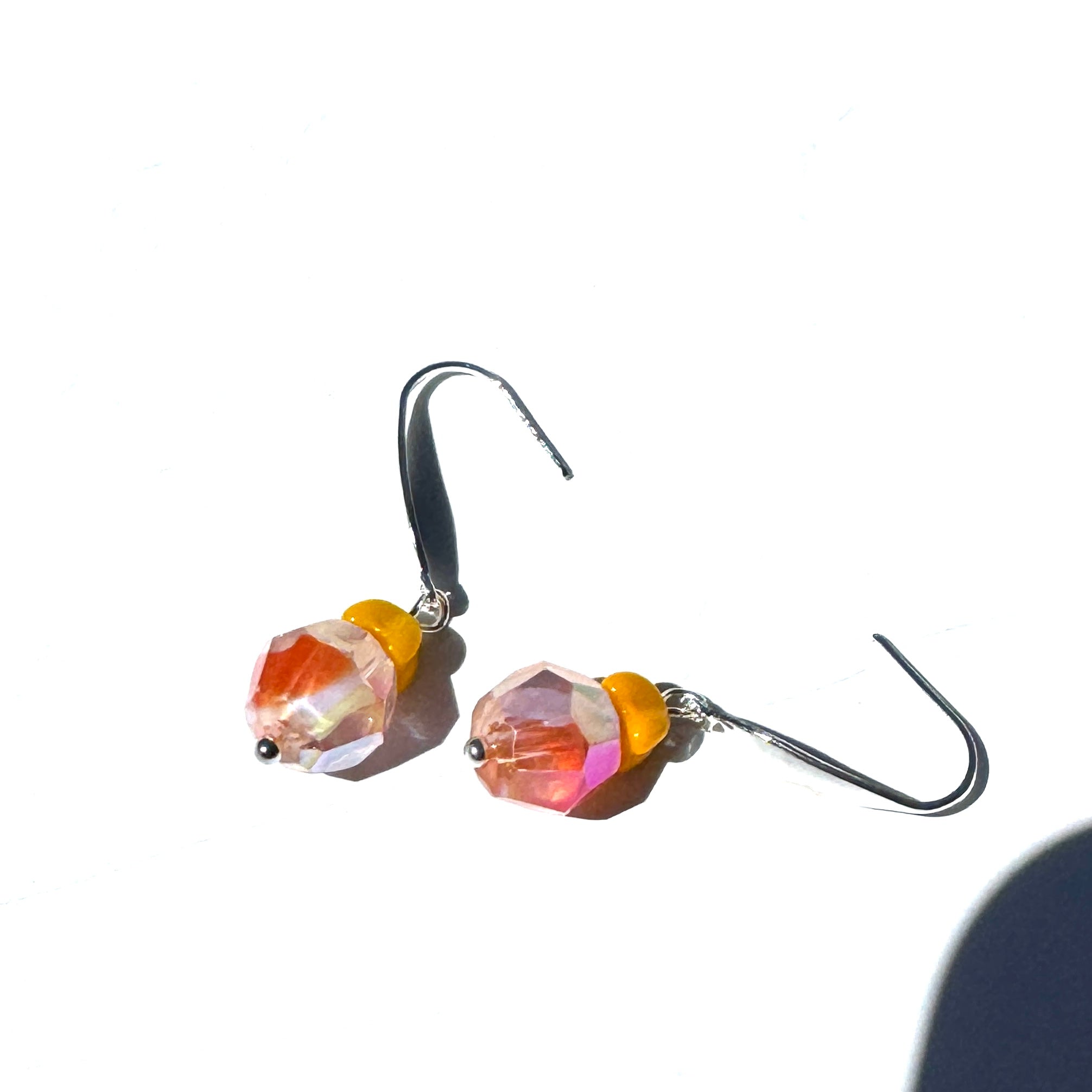 Orange Marigold Givre’ Glass Drop Earrings