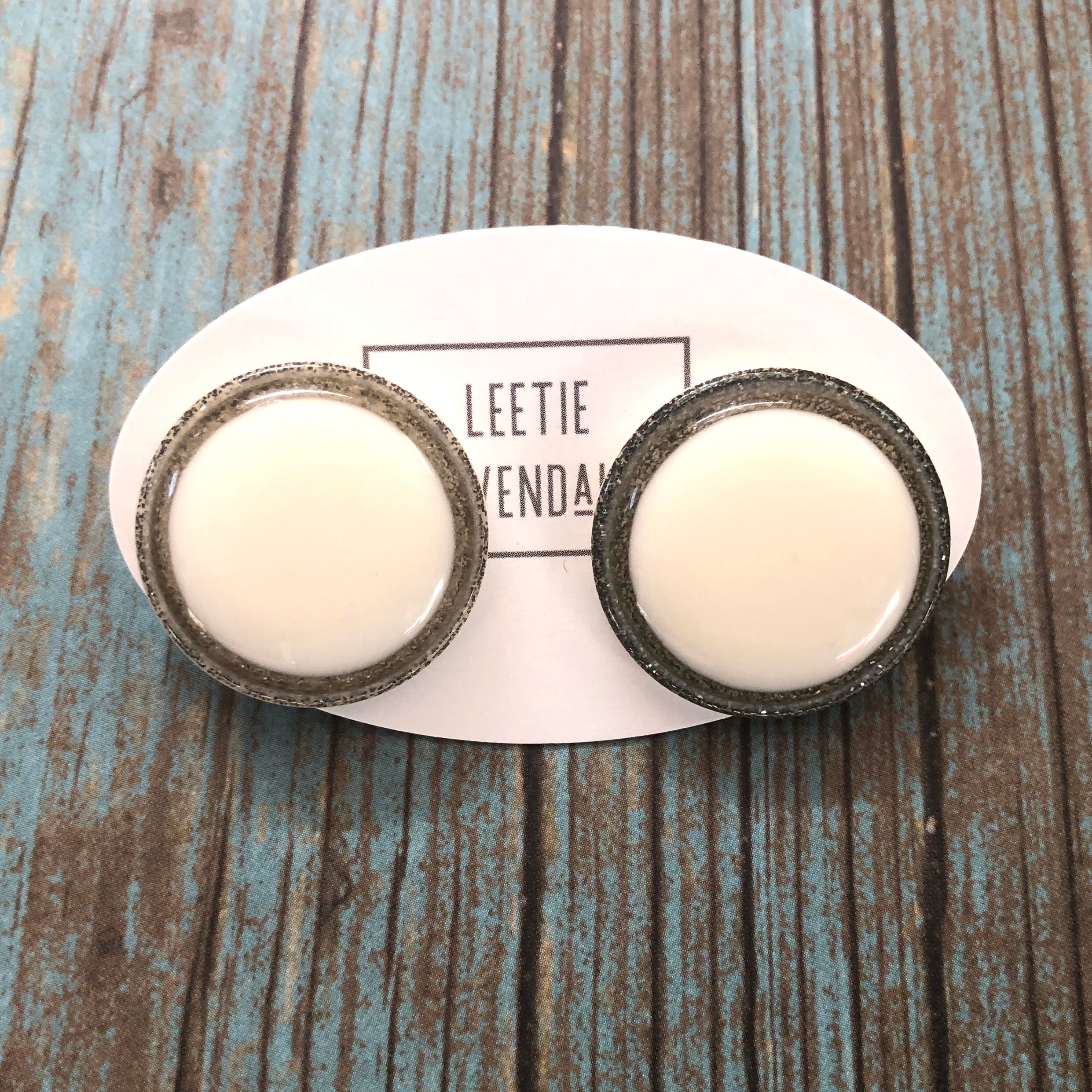 Glitter Resin Disc Stud Earrings