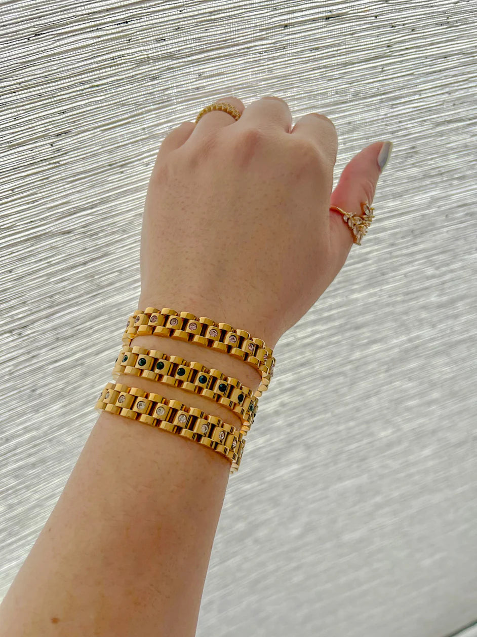 Watchband Crystal Bling Bracelet - Gold - HL Trunk Show