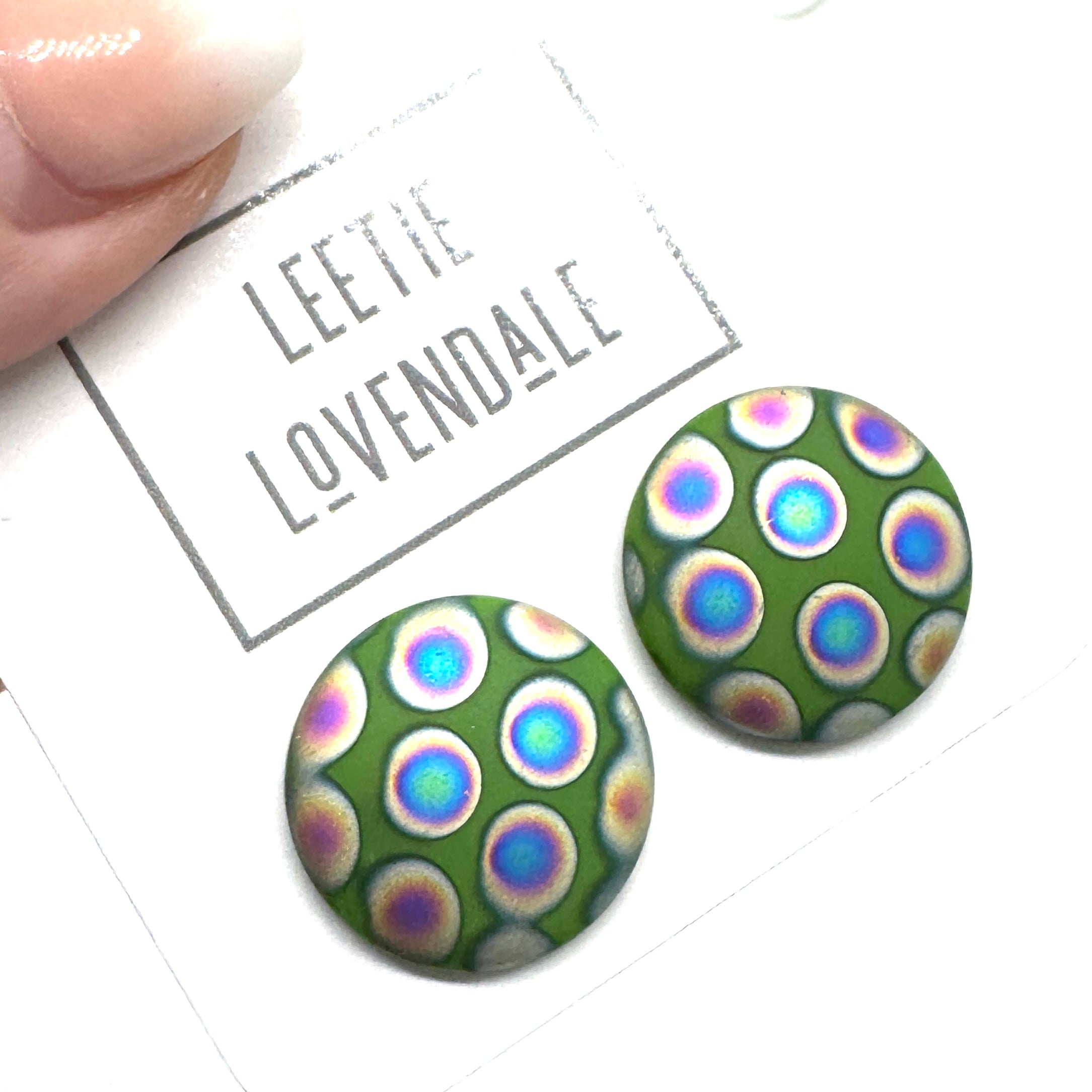 Peacock Polka Prism Stud Earrings