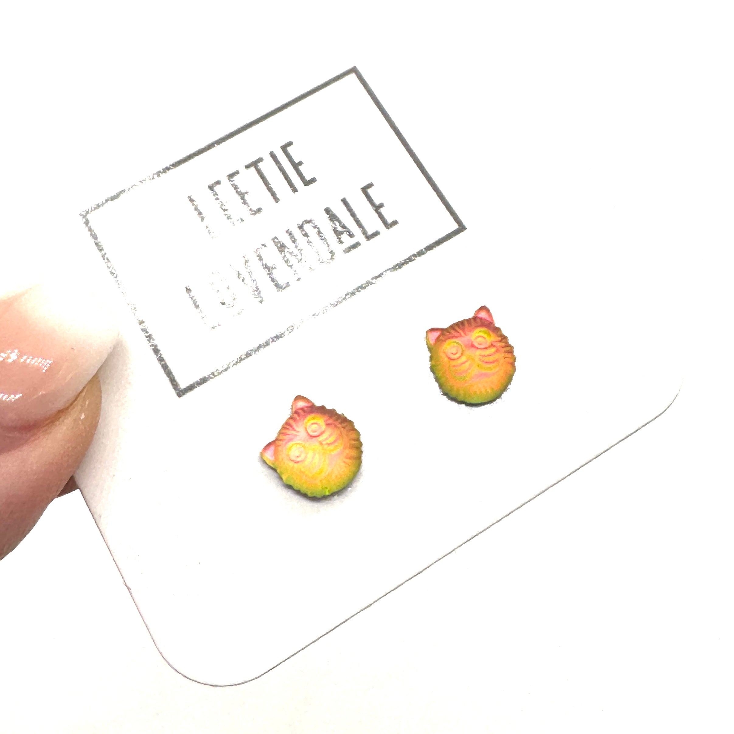 Vitrail Glass Cat Stud Earrings