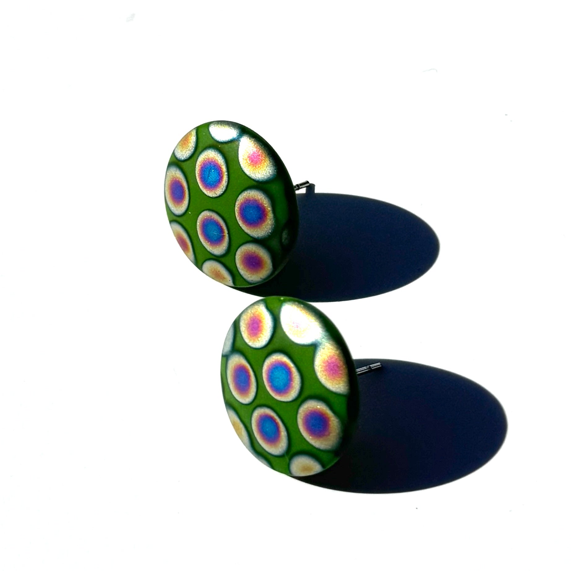 Peacock Polka Prism Stud Earrings