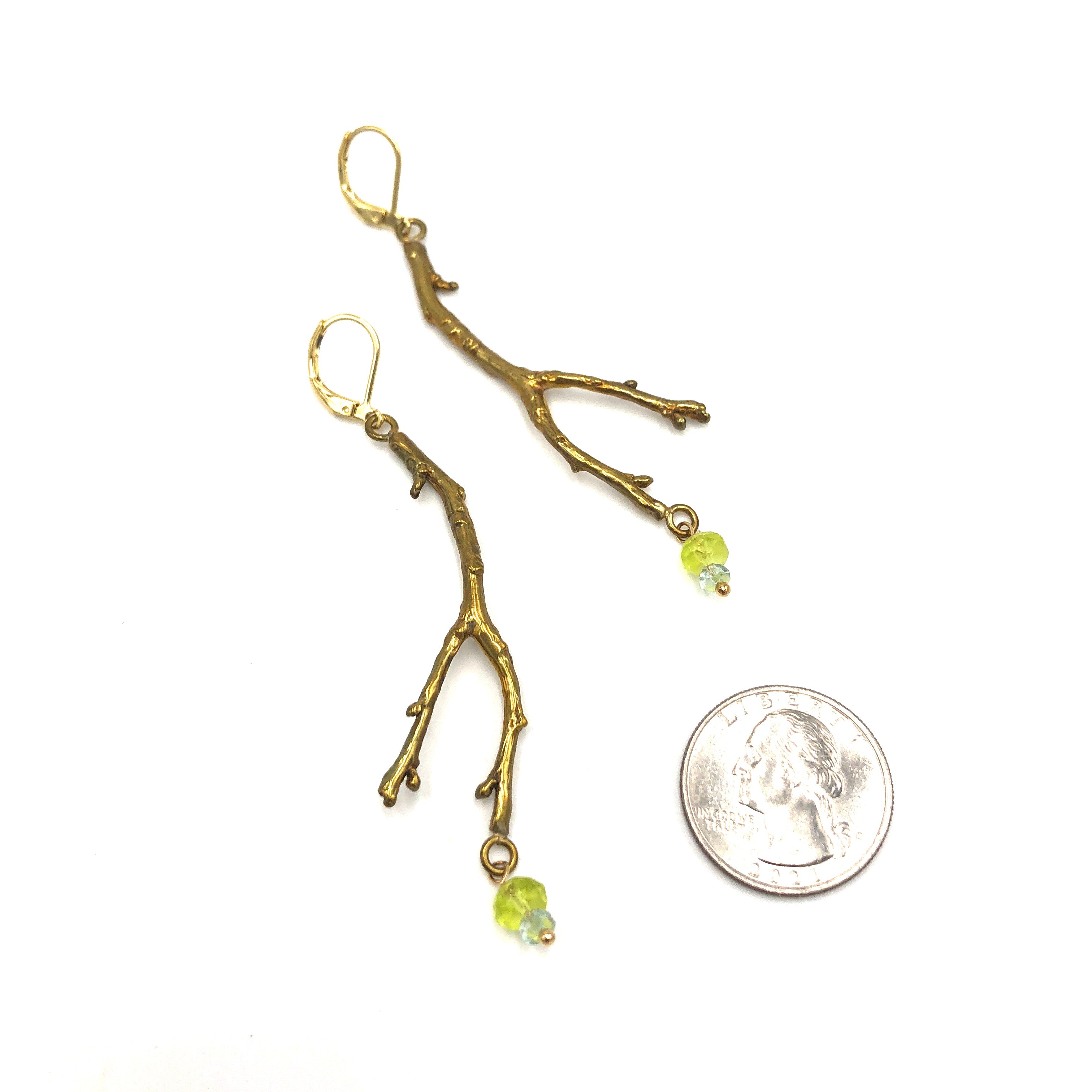 Vintage Brass Branch Earrings