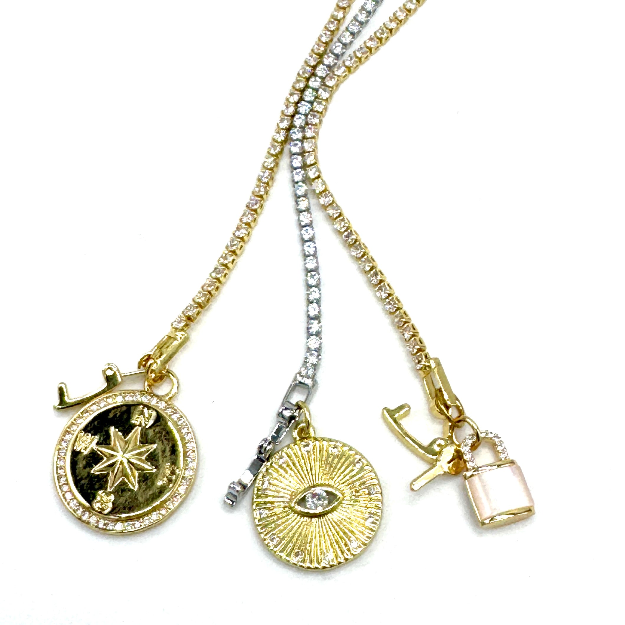 Mixed Doubles Charm Bar Tennis Bracelet