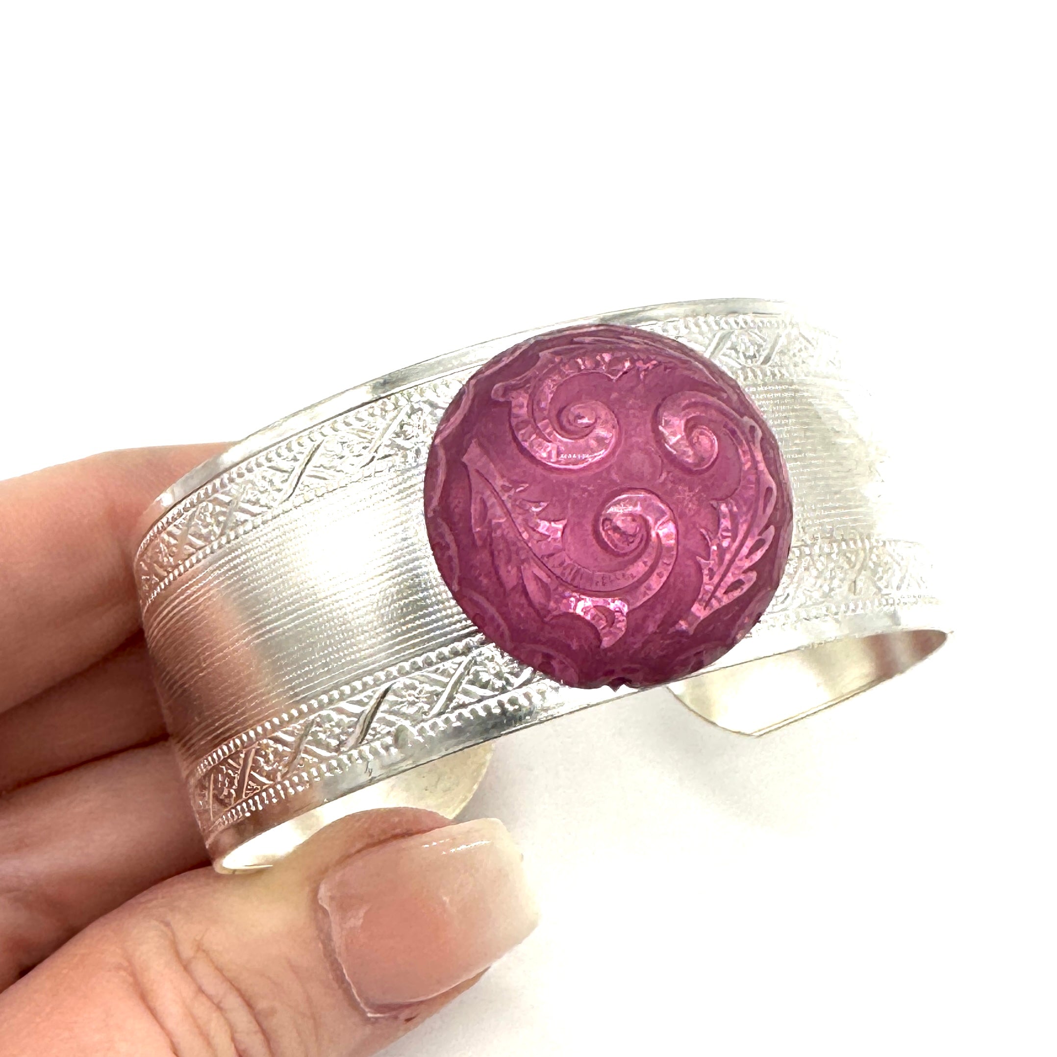 Amethyst Gallery Silver Etched Cuff Bracelet