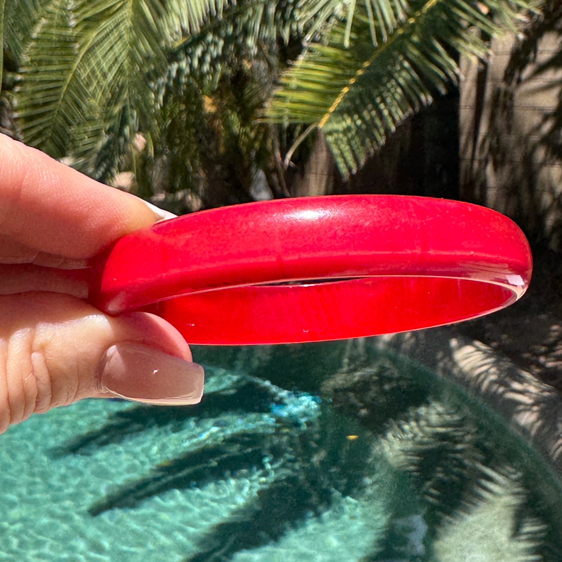 Dark Cherry Moonglow BEST Lucite Bangle Bracelet - 8"