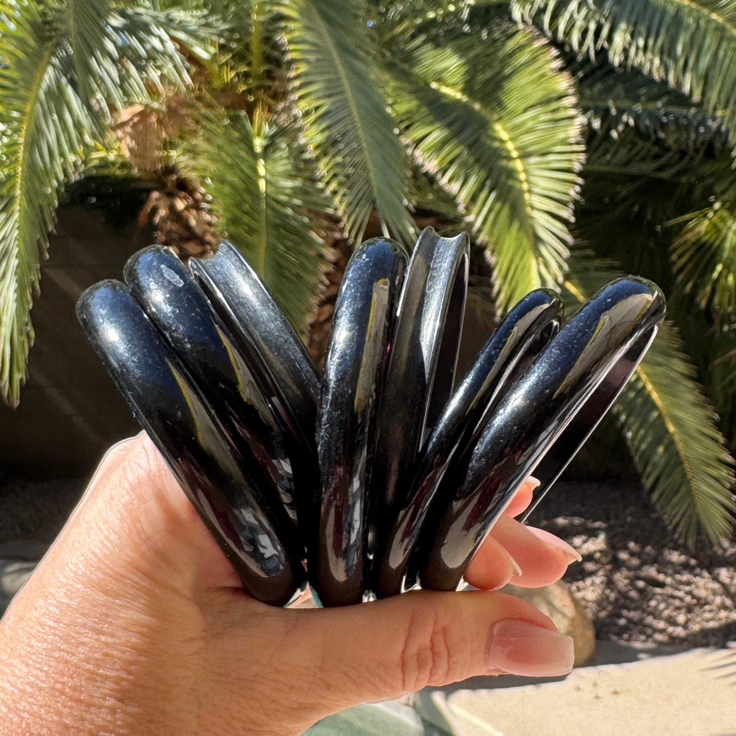 Black Mystery Vintage Acrylic Bangle Bracelet (Each)