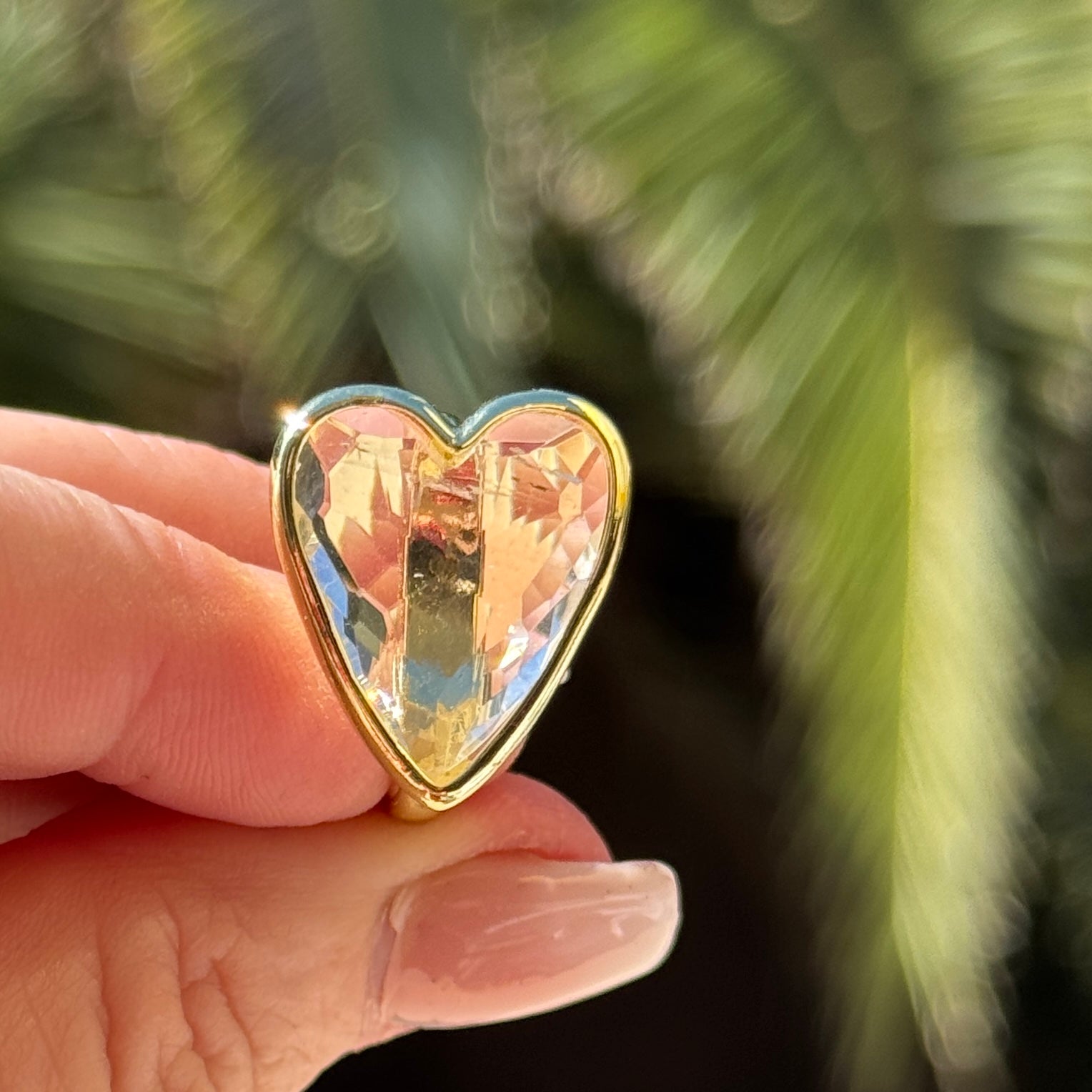 Crystal Quartz Faceted Heart Ring
