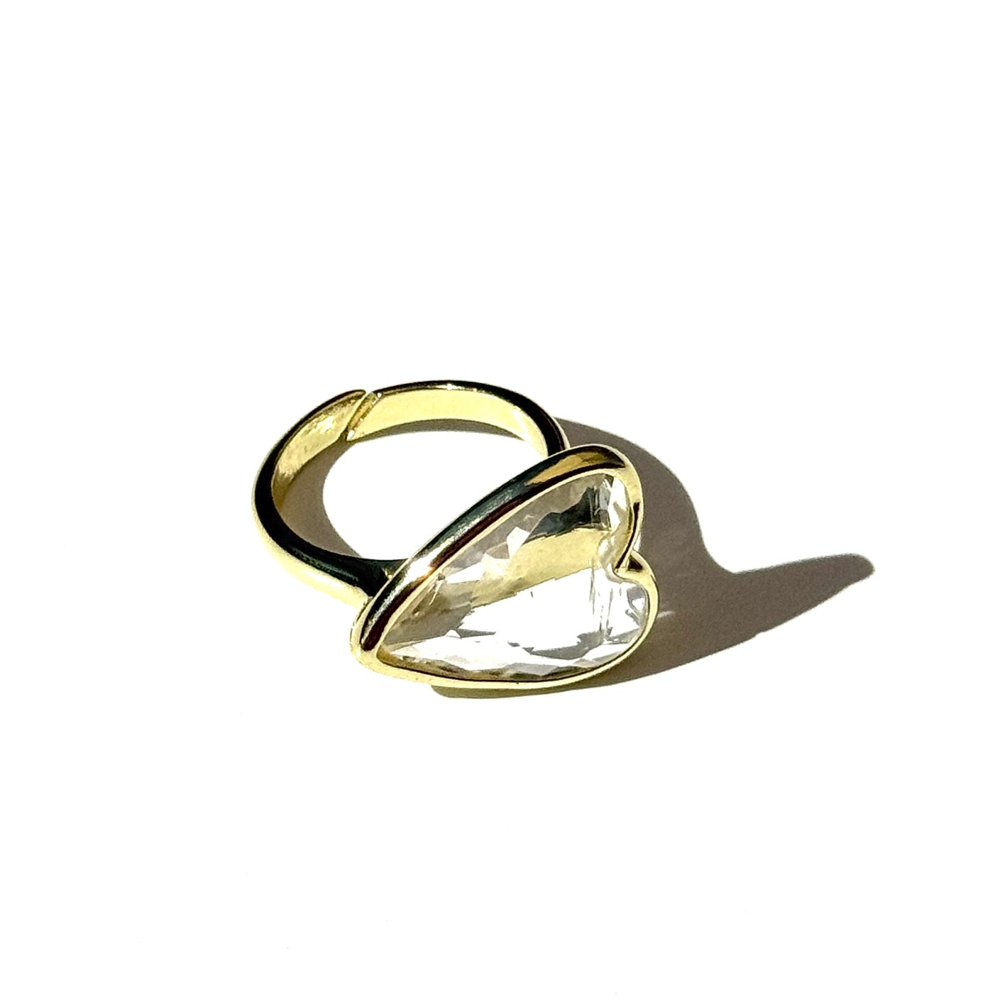 Crystal Quartz Faceted Heart Ring