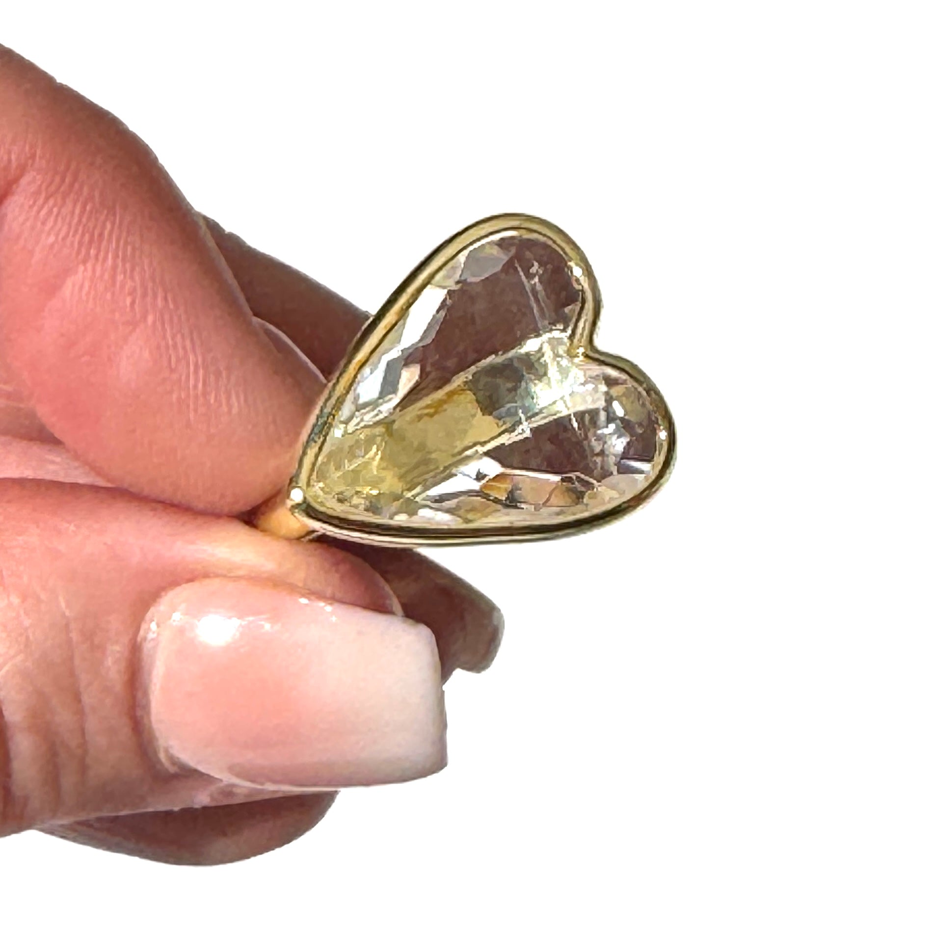 Crystal Quartz Faceted Heart Ring