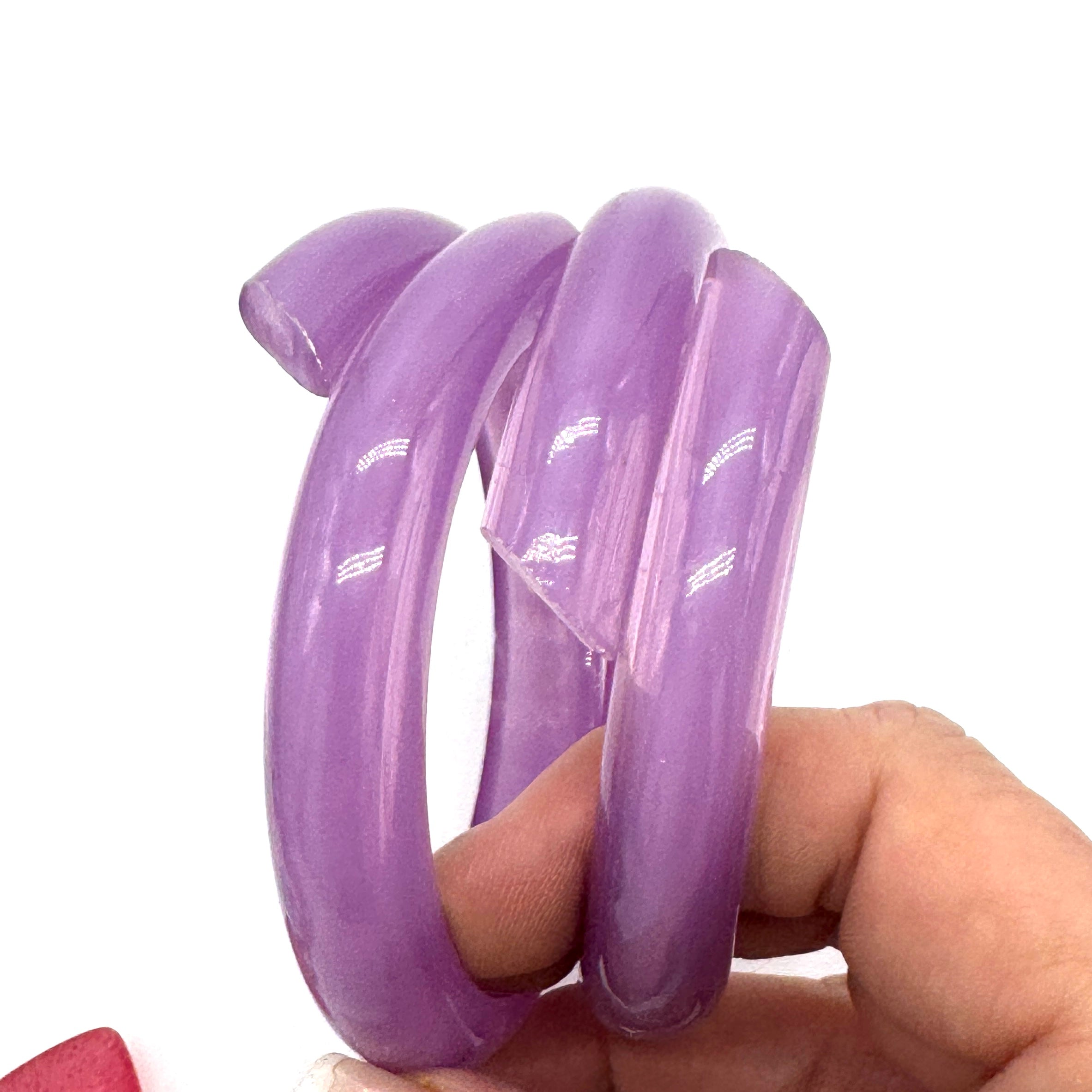 Lilac Opal Wrapped & Raw Bangle Bracelet