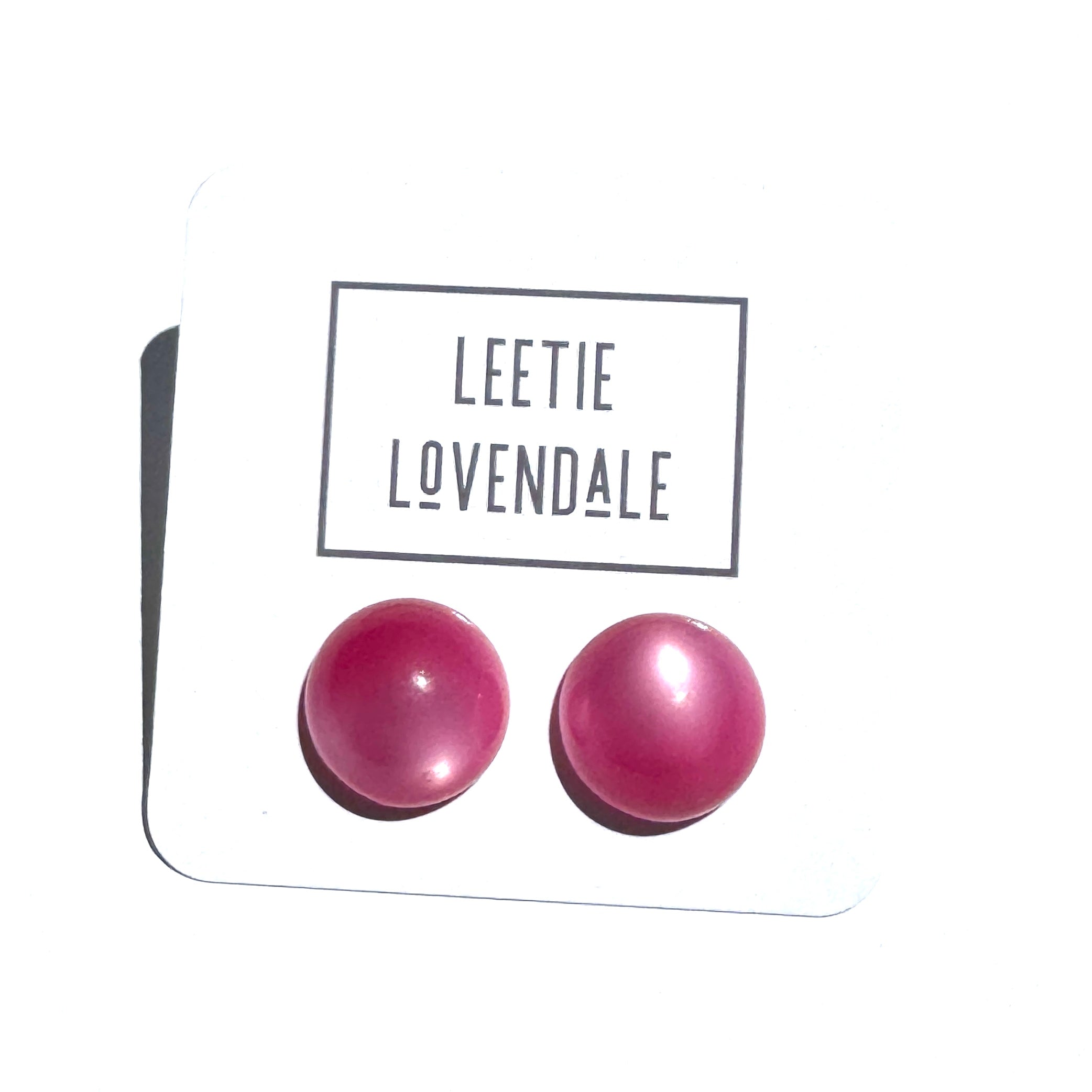 Cranberry Moonglow Retro Button Stud Earrings