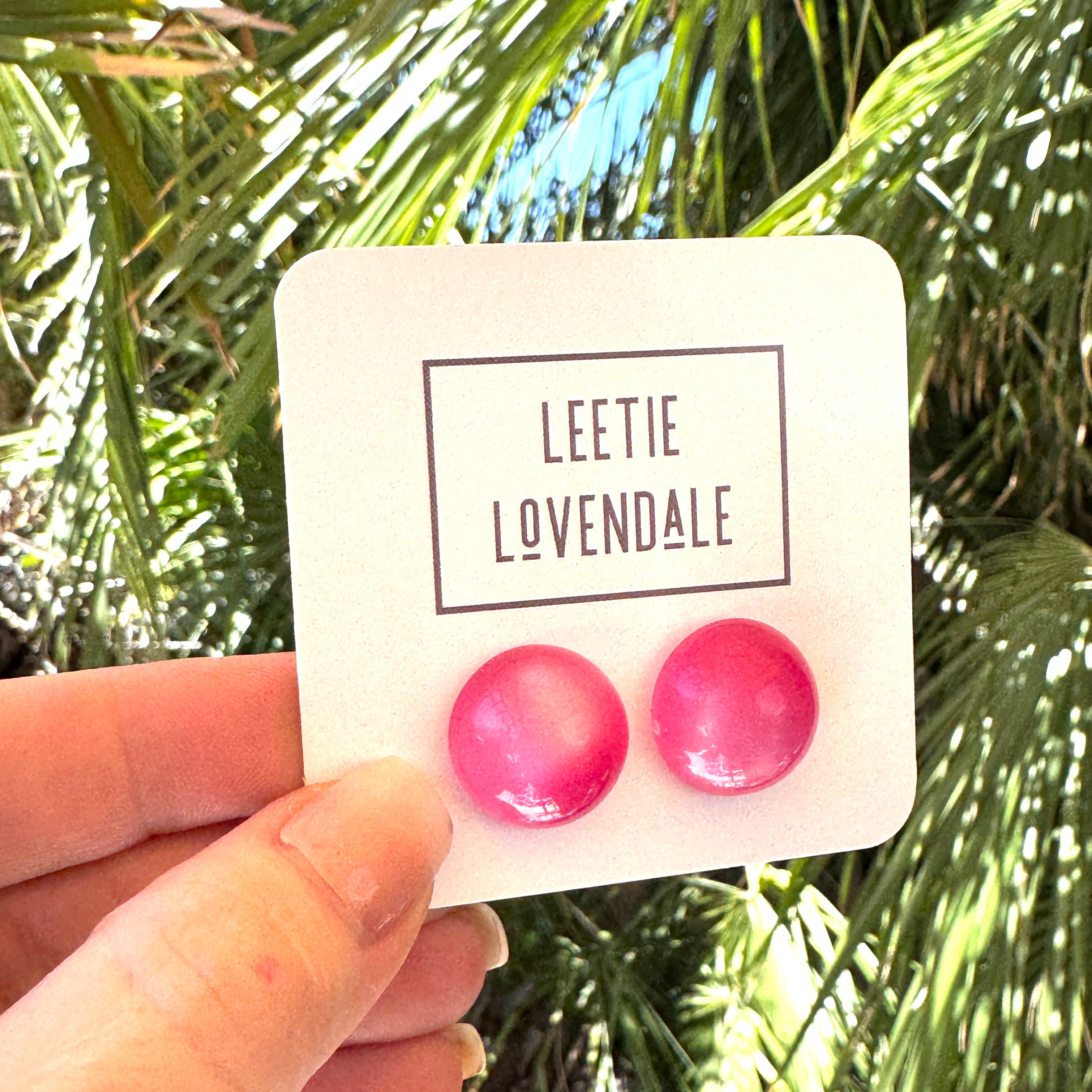 Cranberry Moonglow Retro Button Stud Earrings