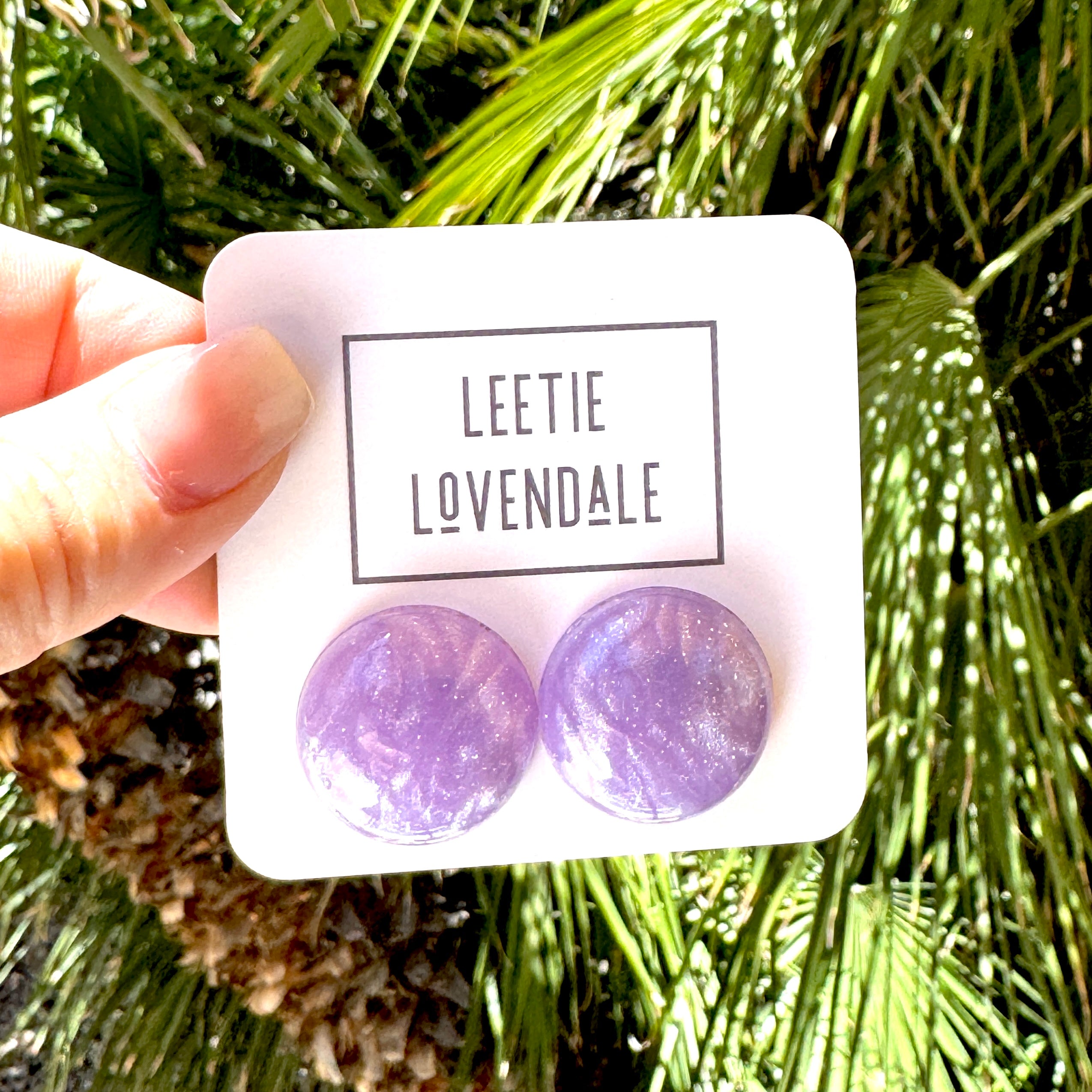 Lilac Stardust Retro Button Stud Earrings