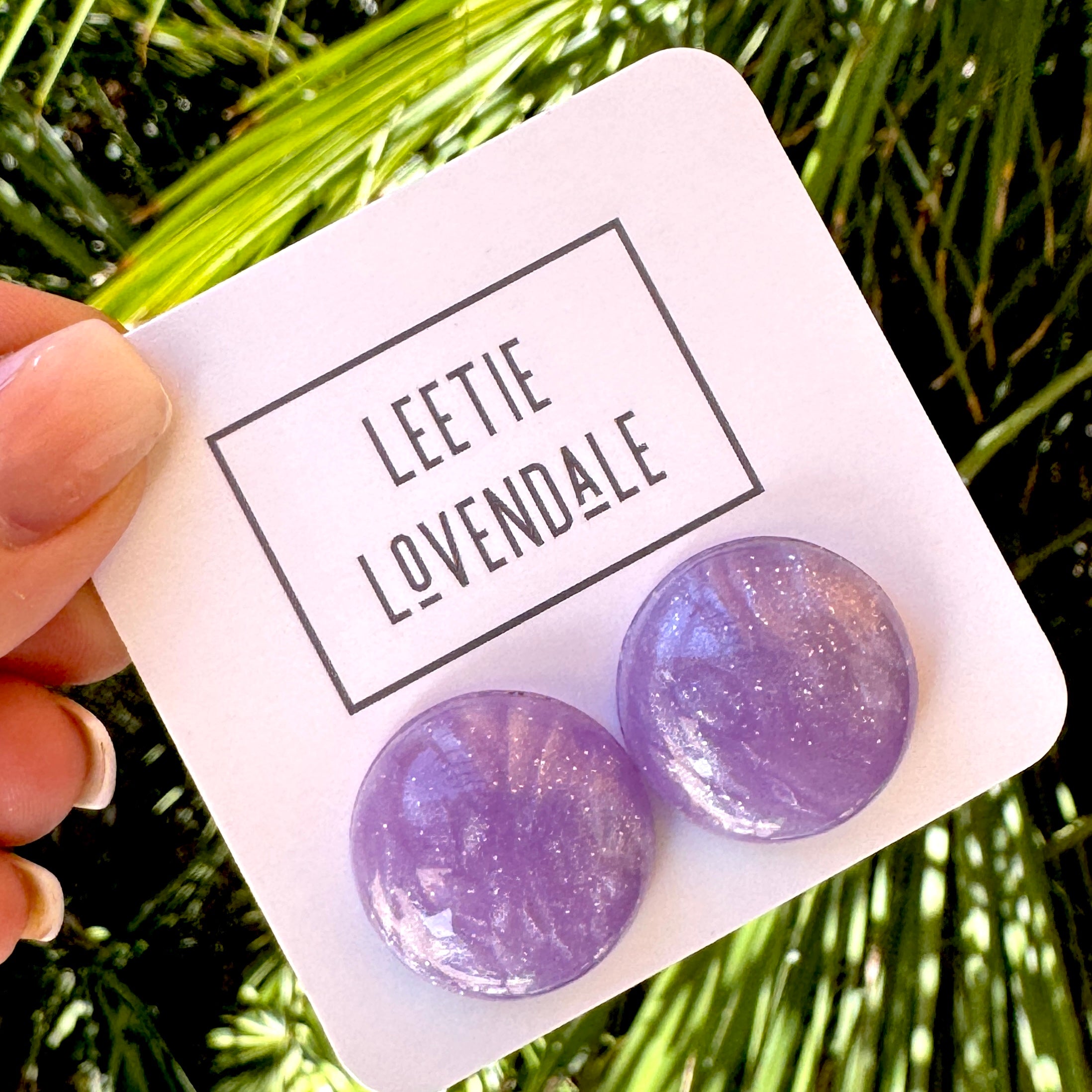 Lilac Stardust Retro Button Stud Earrings