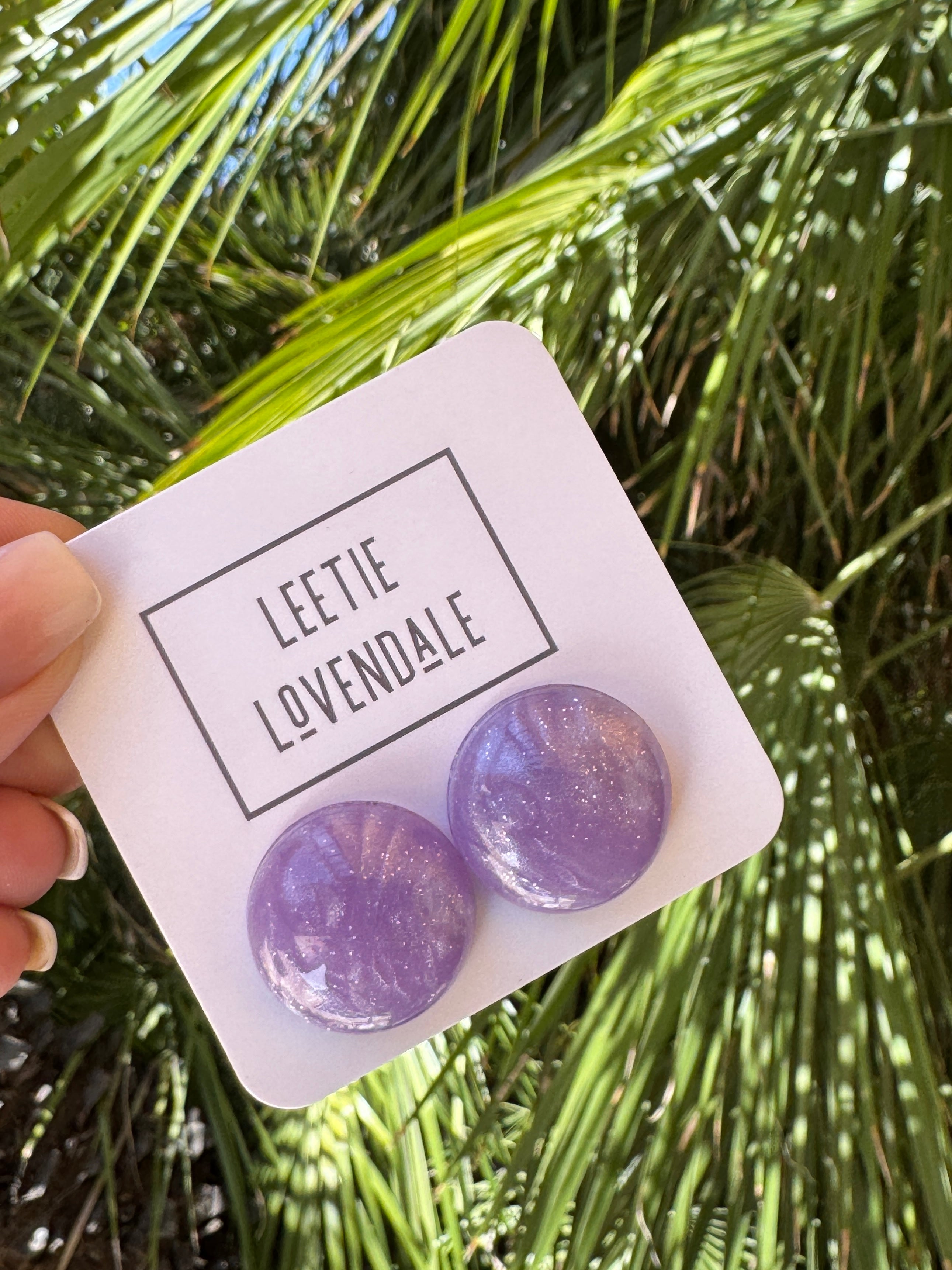 Lilac Stardust Retro Button Stud Earrings