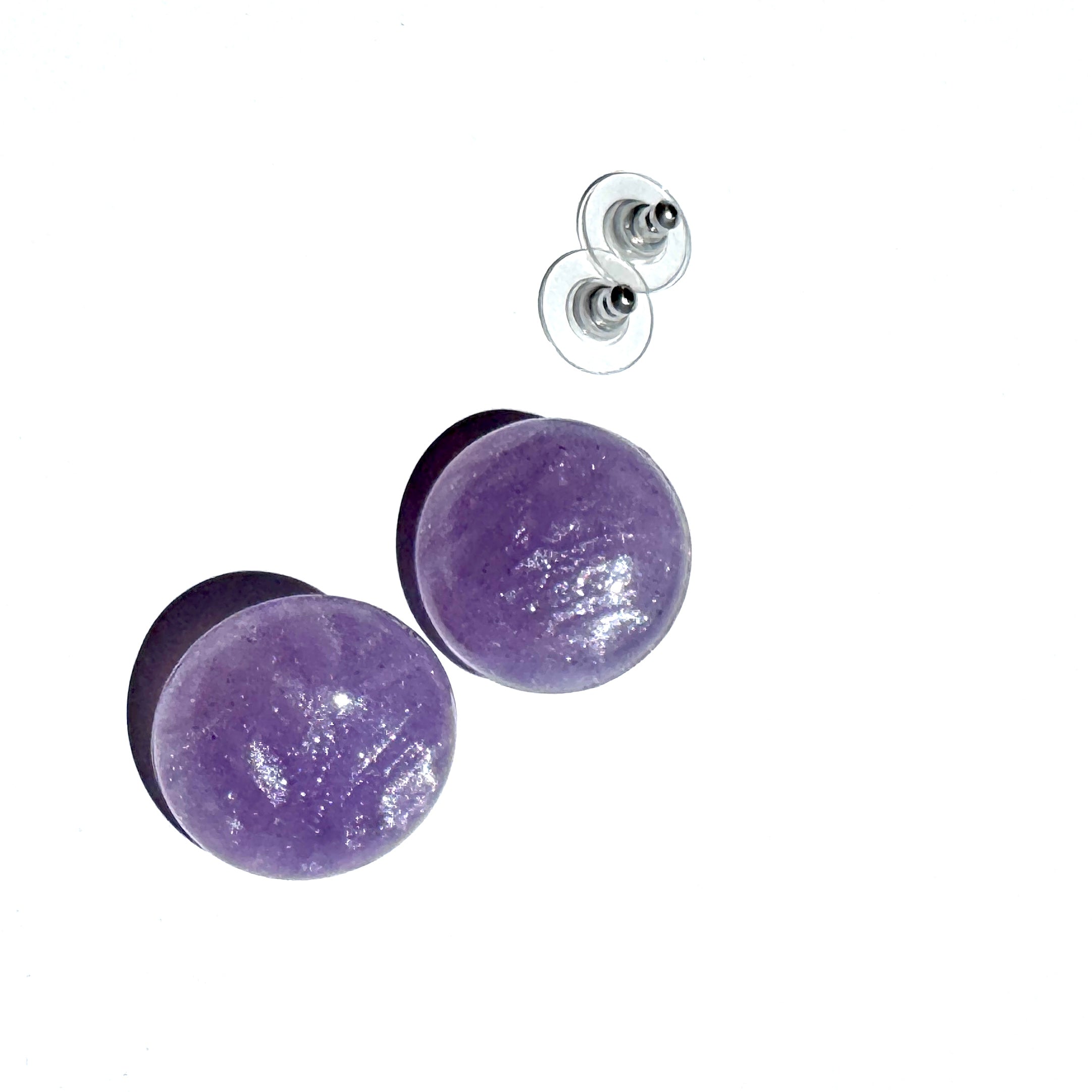 Lilac Stardust Retro Button Stud Earrings