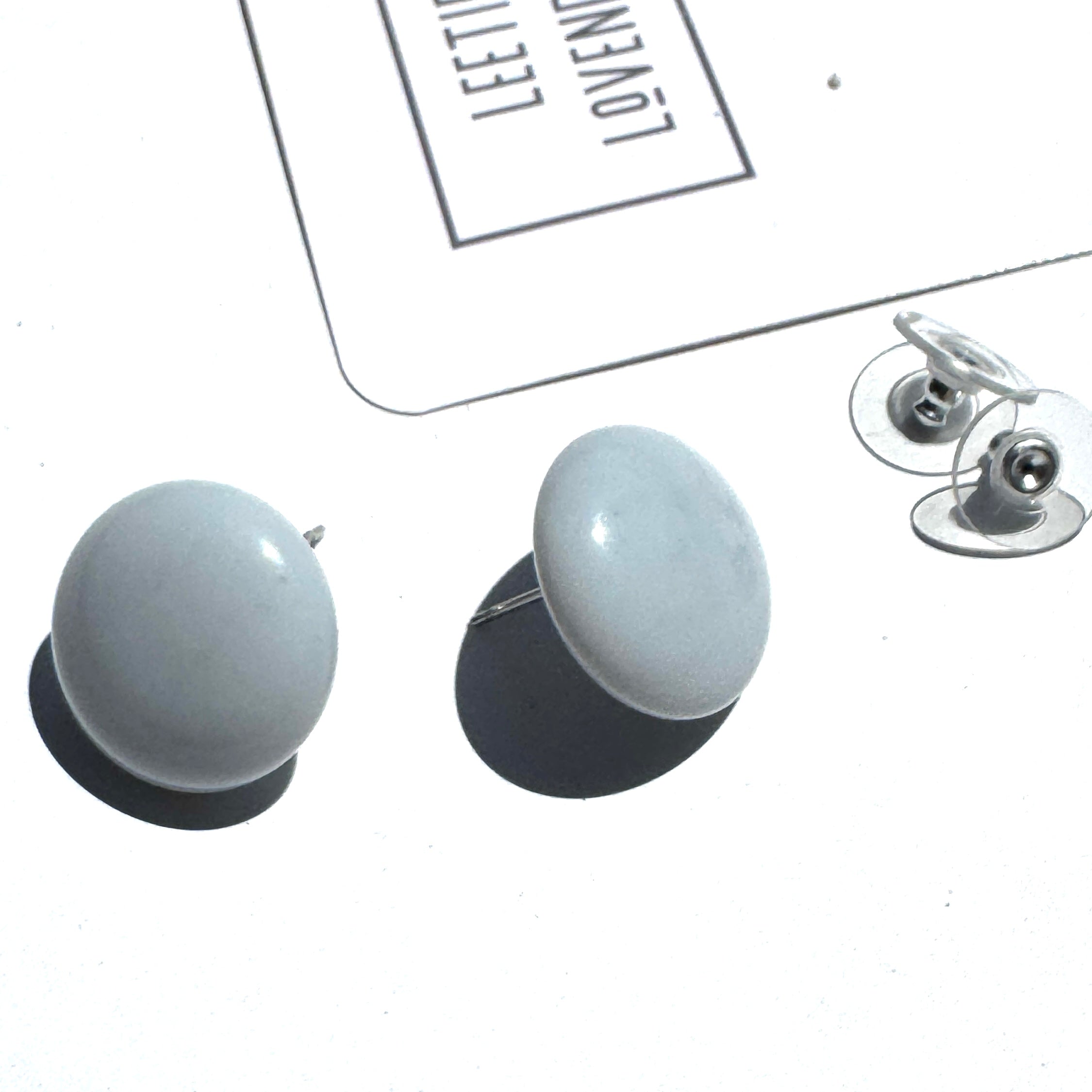Light Grey Retro Button Stud Earrings