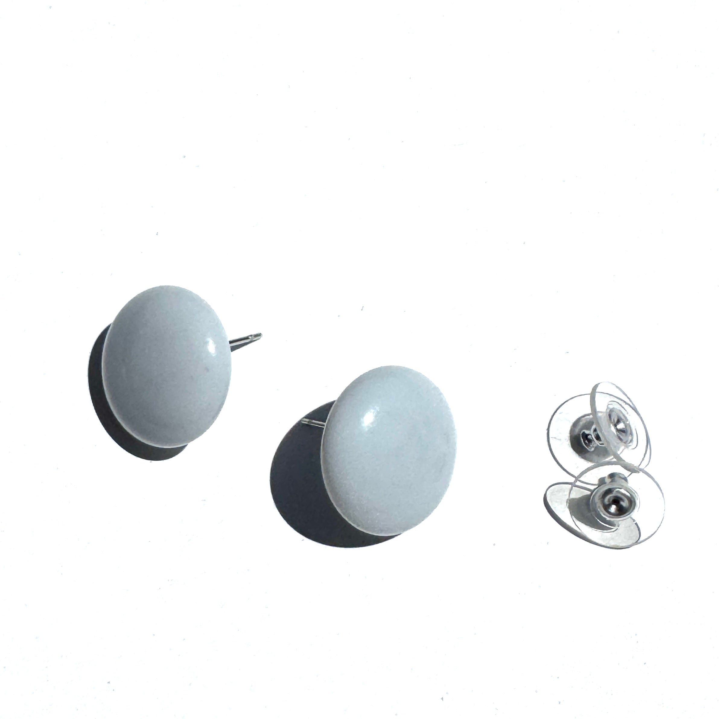 Light Grey Retro Button Stud Earrings