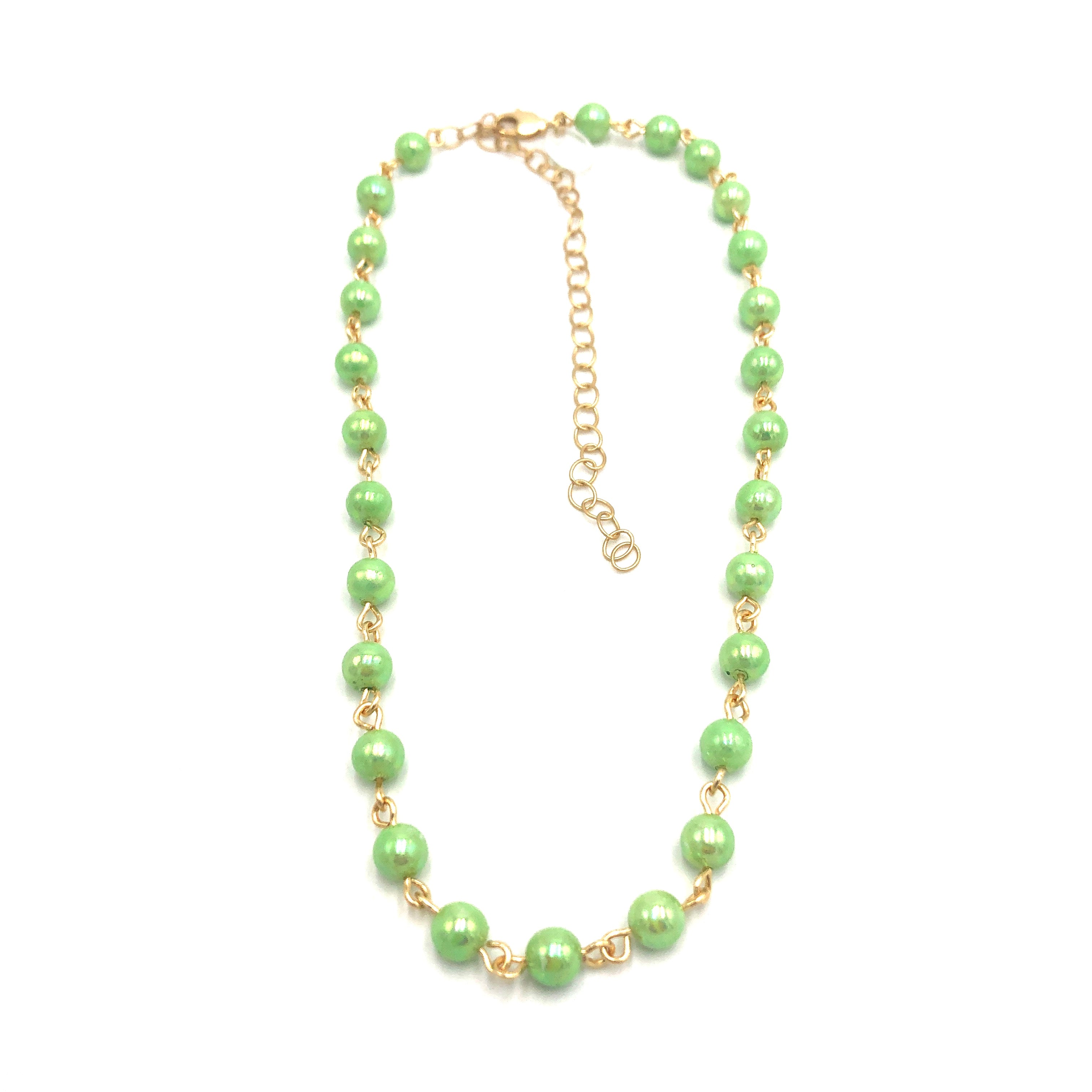 Green Luster Pearlized Amelia Necklace *